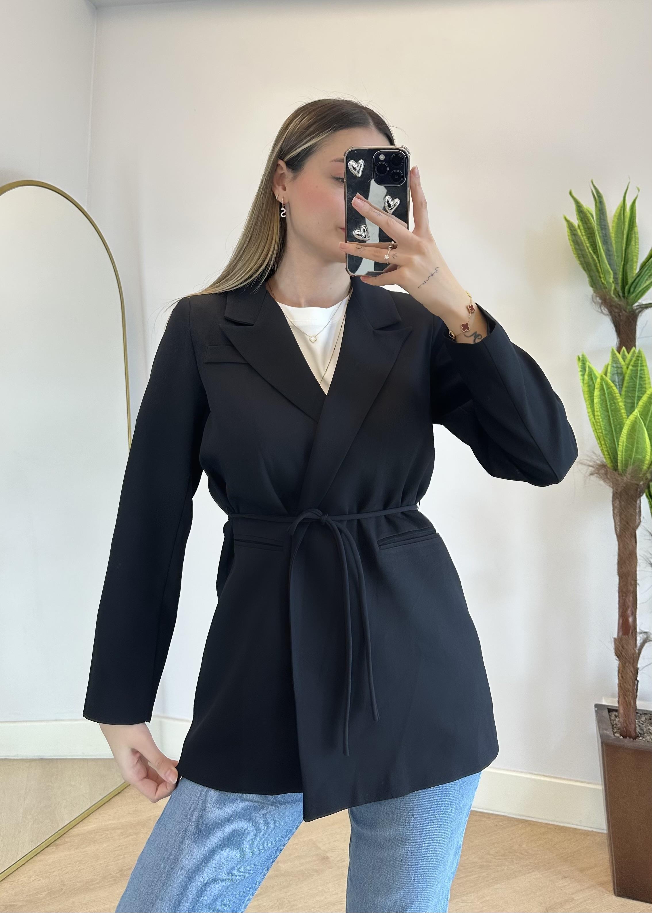 Eyos Siyah İpli Blazer Ceket