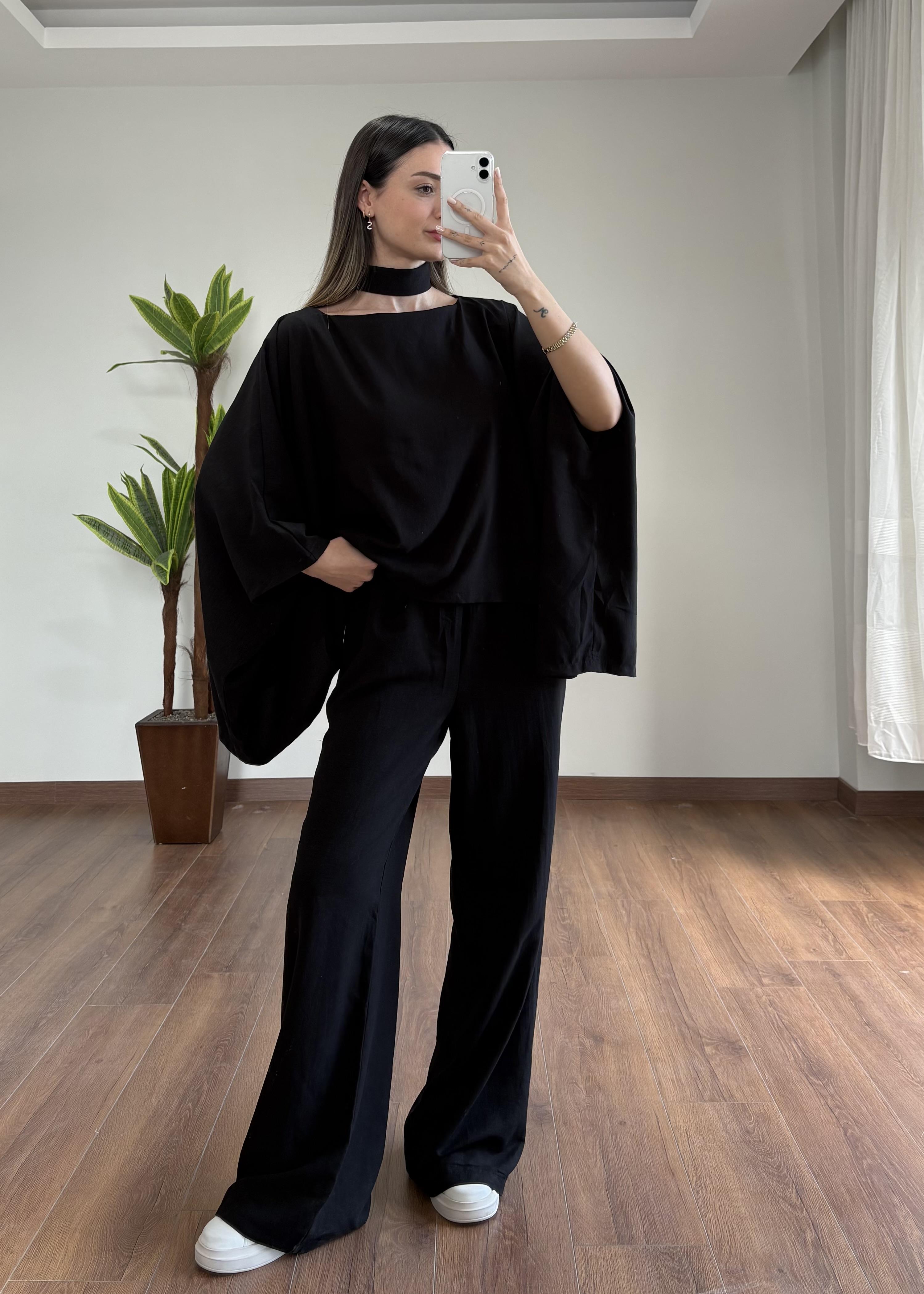 Fiona Siyah Fularlı Takım