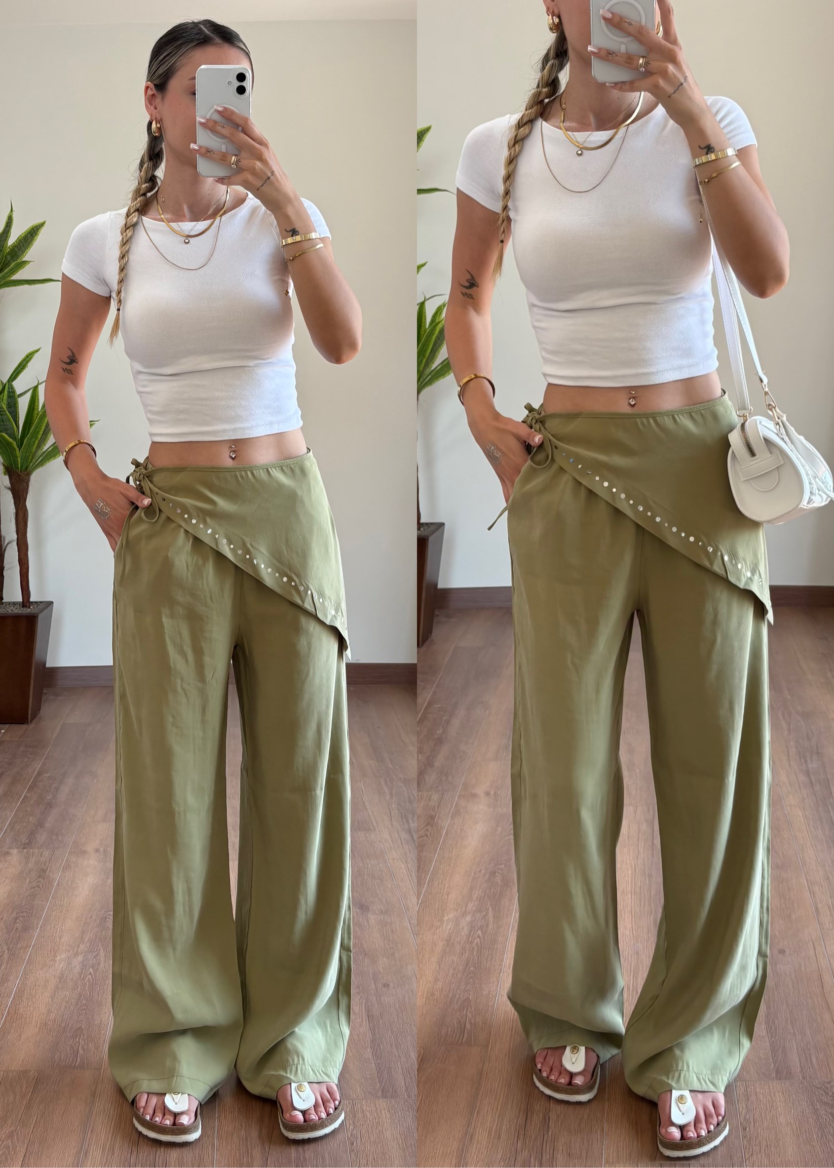 Fularlı Yeşil Pantolon