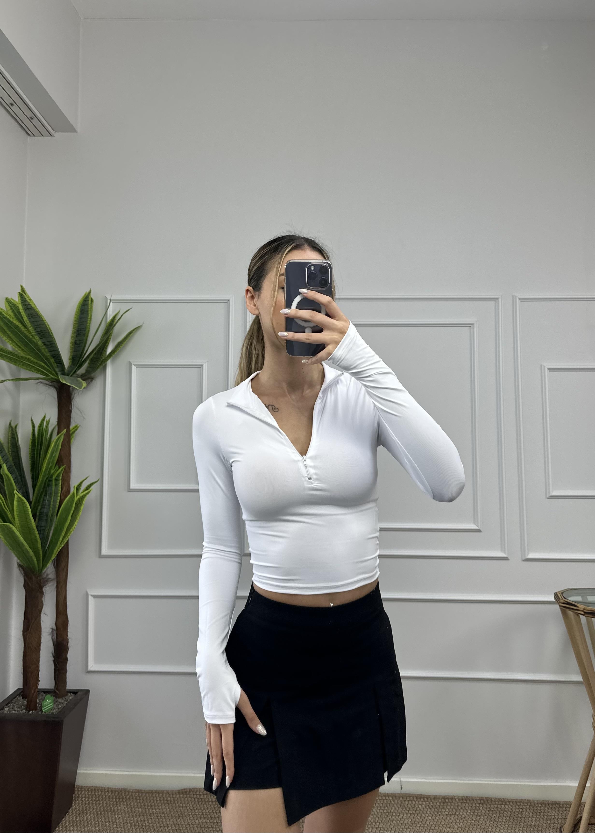 Kadın fermuarlı parmak geçmeli body