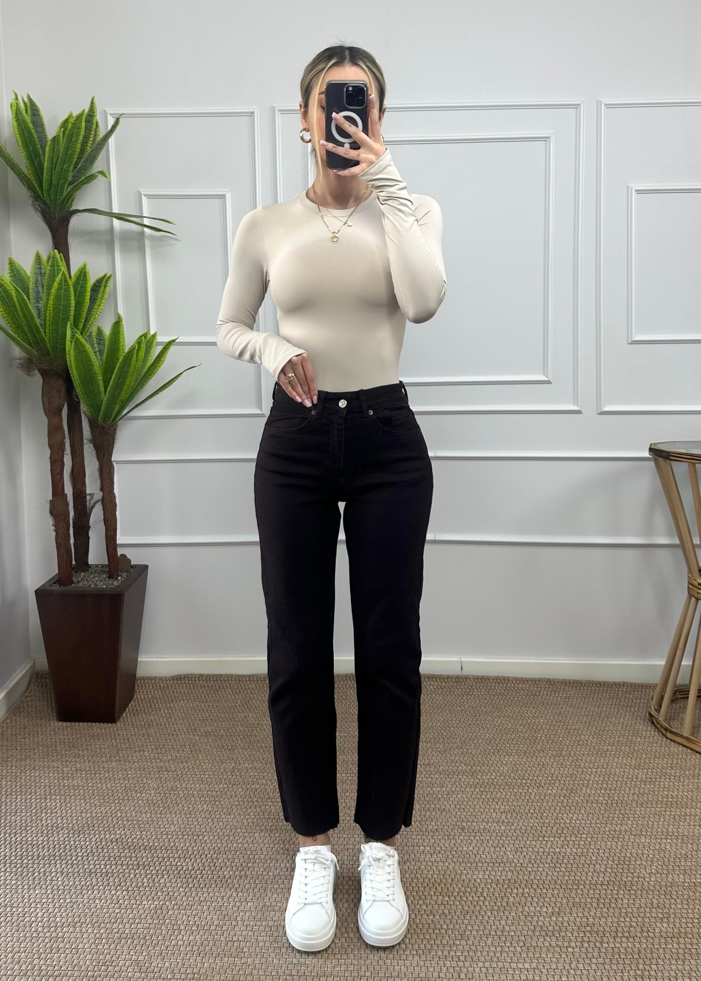 Kadın kahverengi muadil marka mom jean