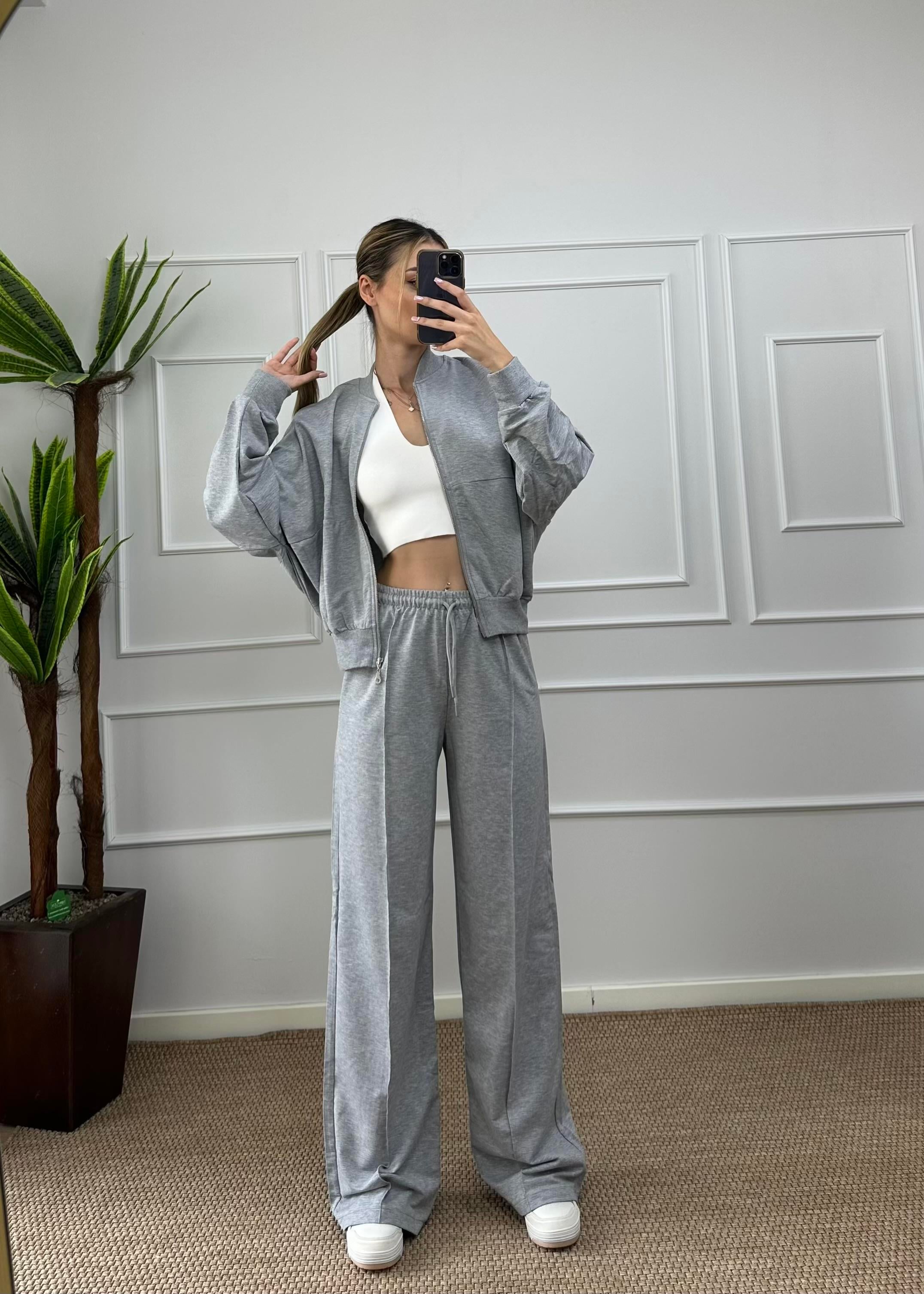 Kadın oversize hırkalı eşofman takımı