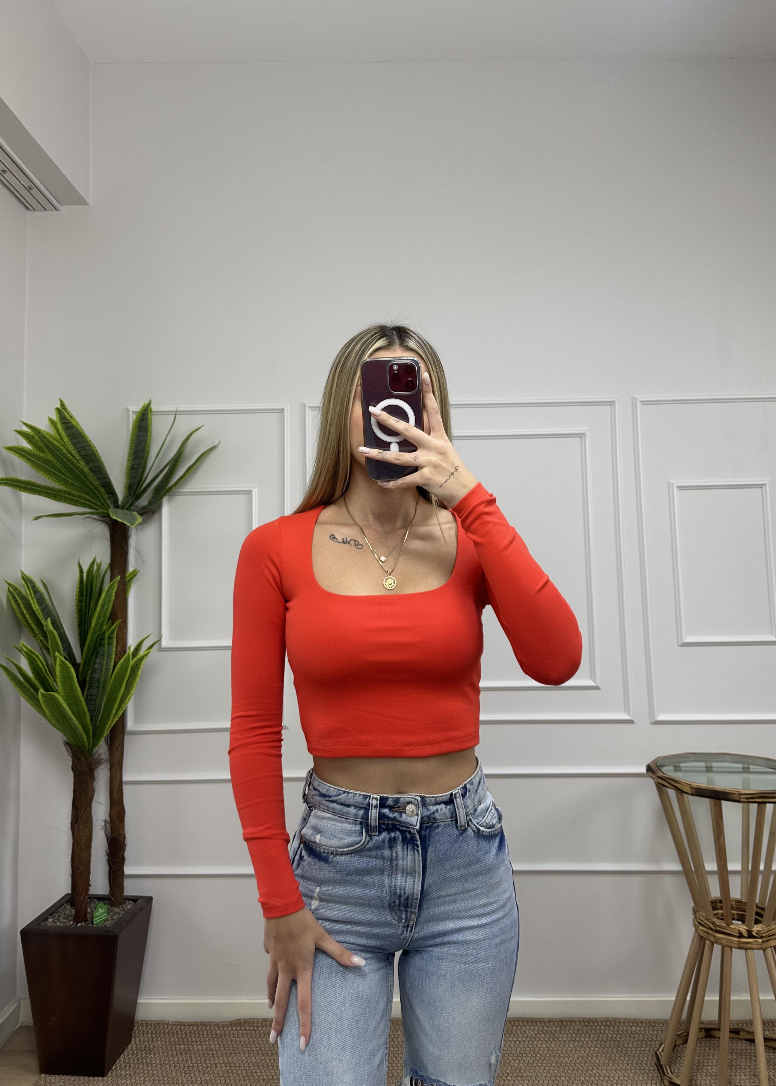 Kadın pamuklu kumaş kare yaka crop body
