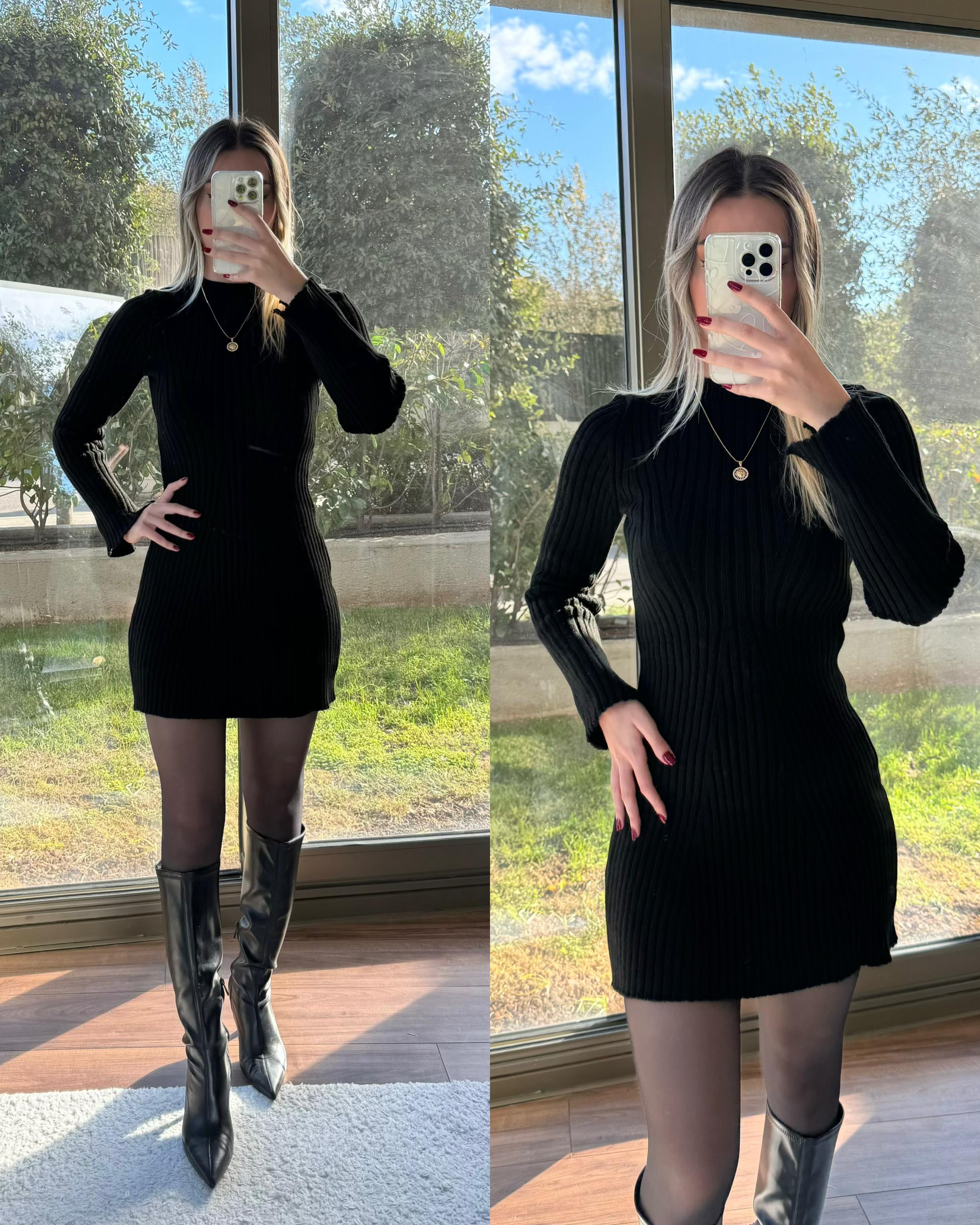 Kadın standart bedenli triko mini elbise