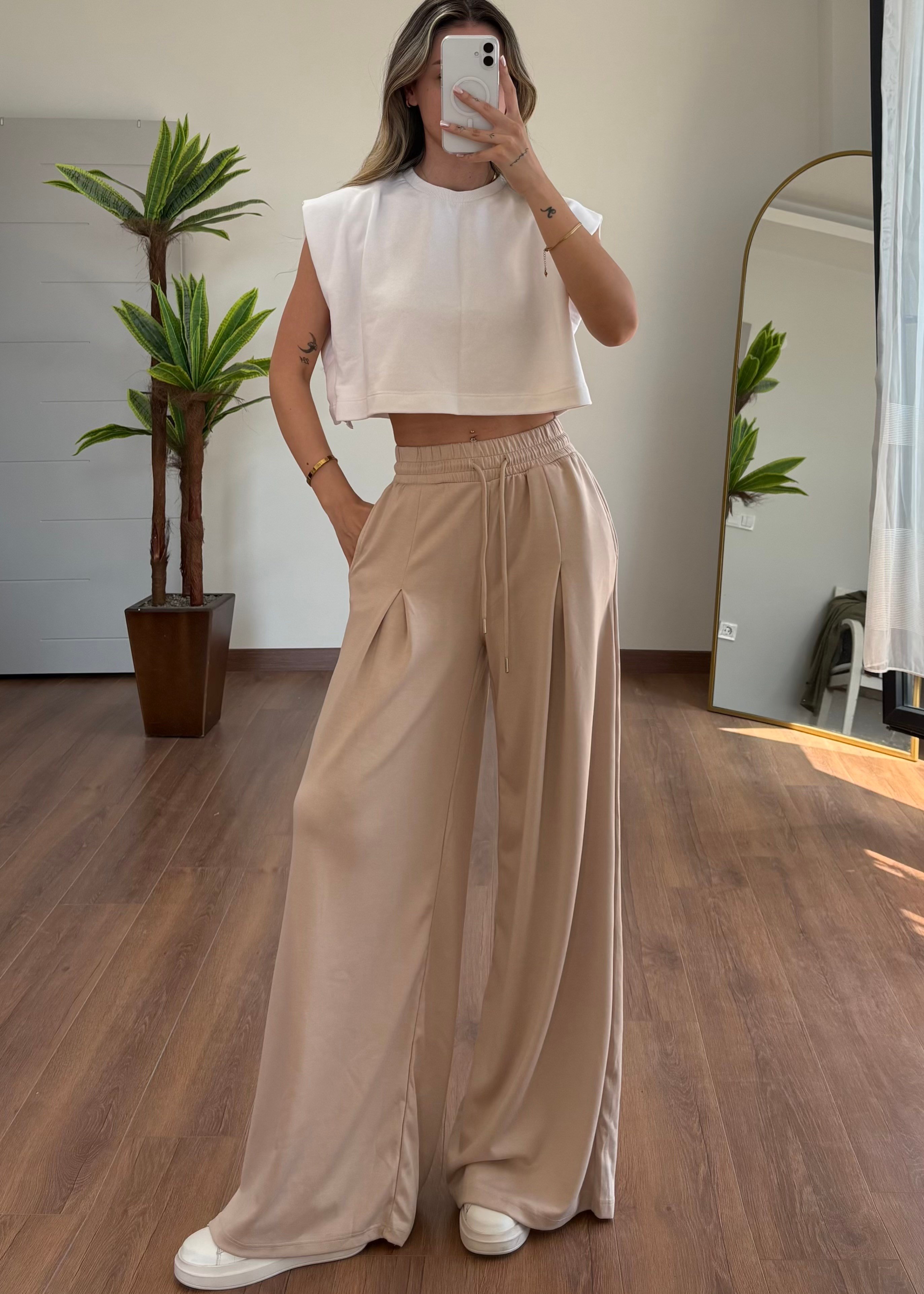 Krem Eşofman Pantolon