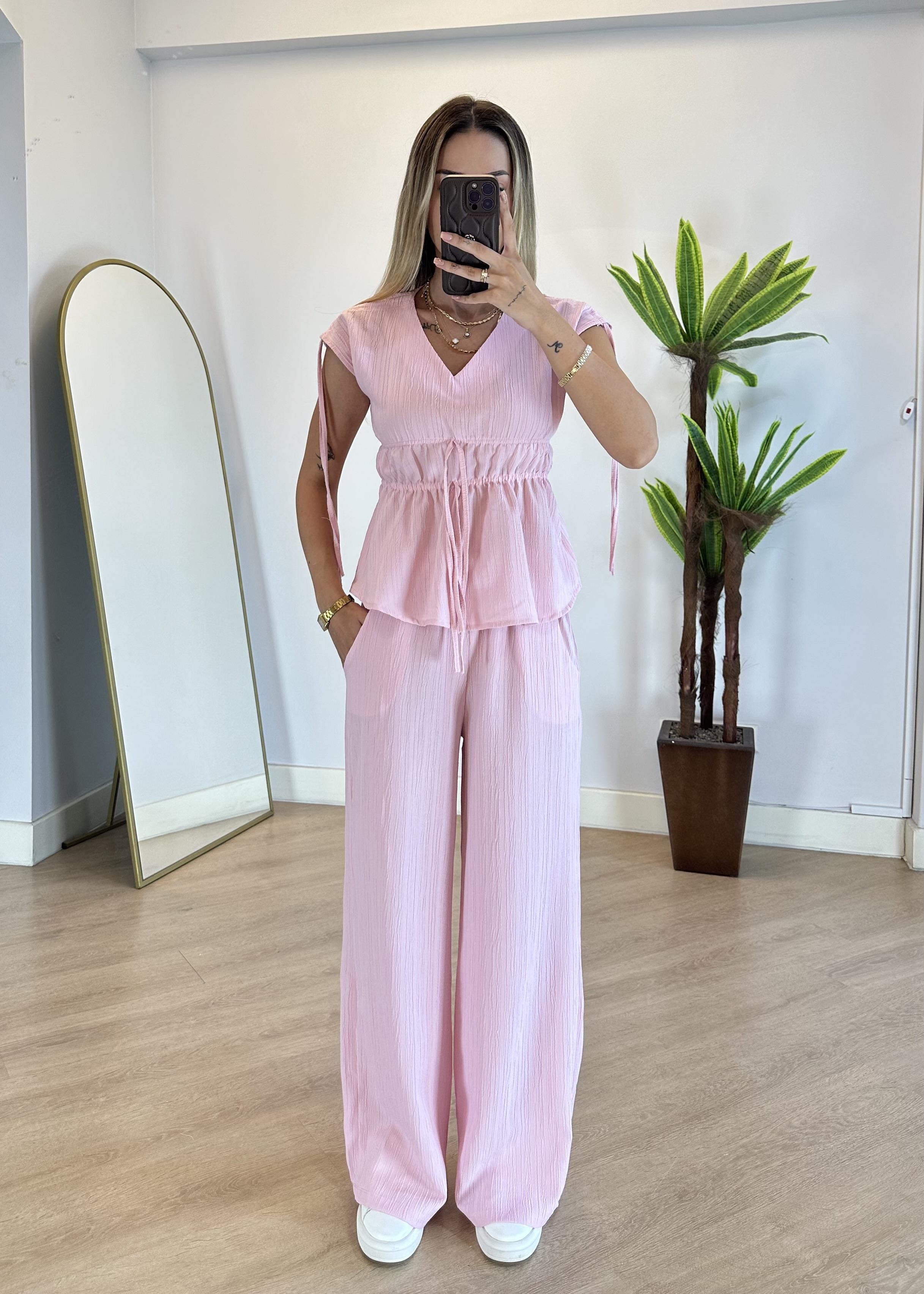 Lina Pembe Yarım Kol Takım