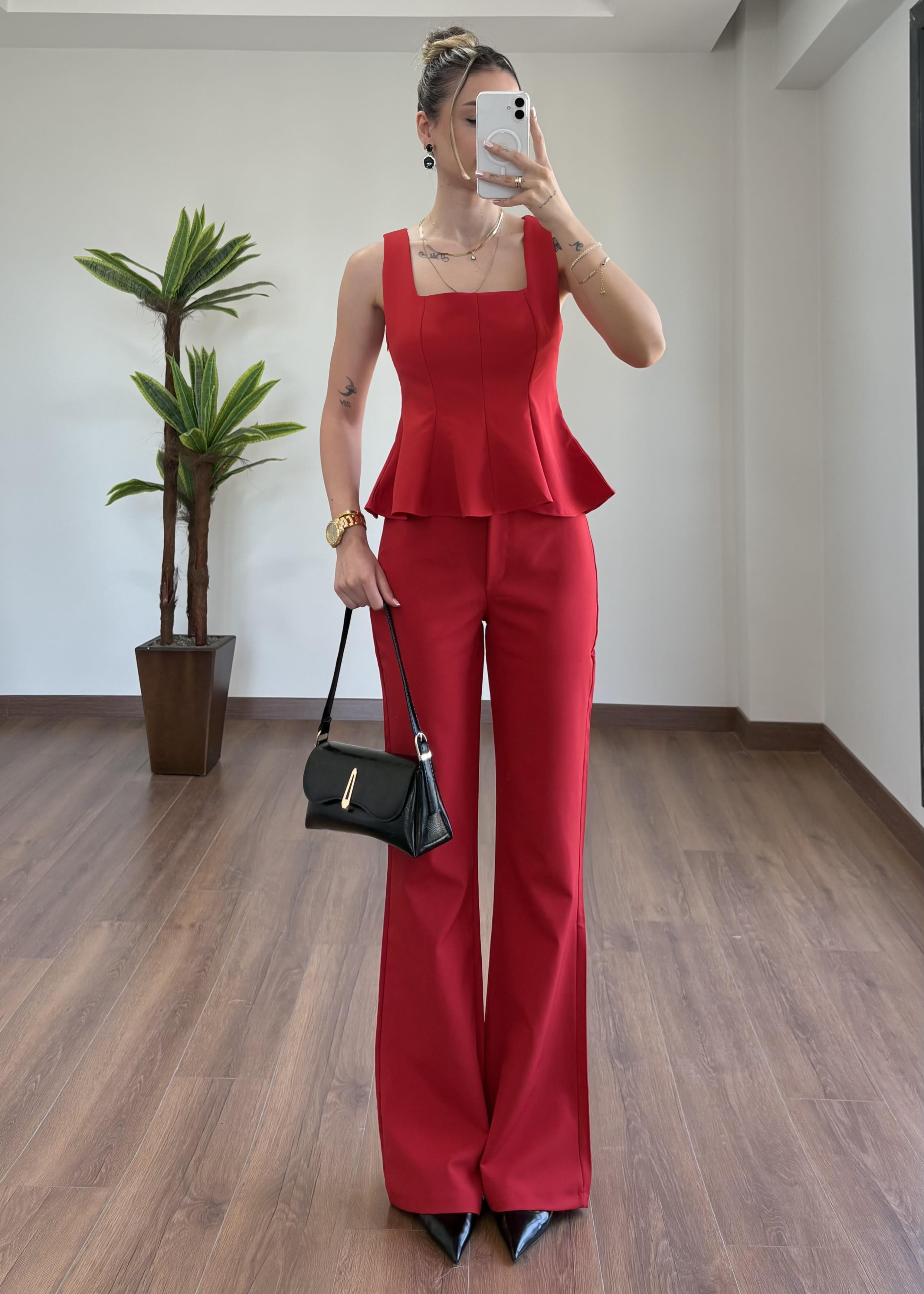 Liza Kırmızı Alt Üst Takım