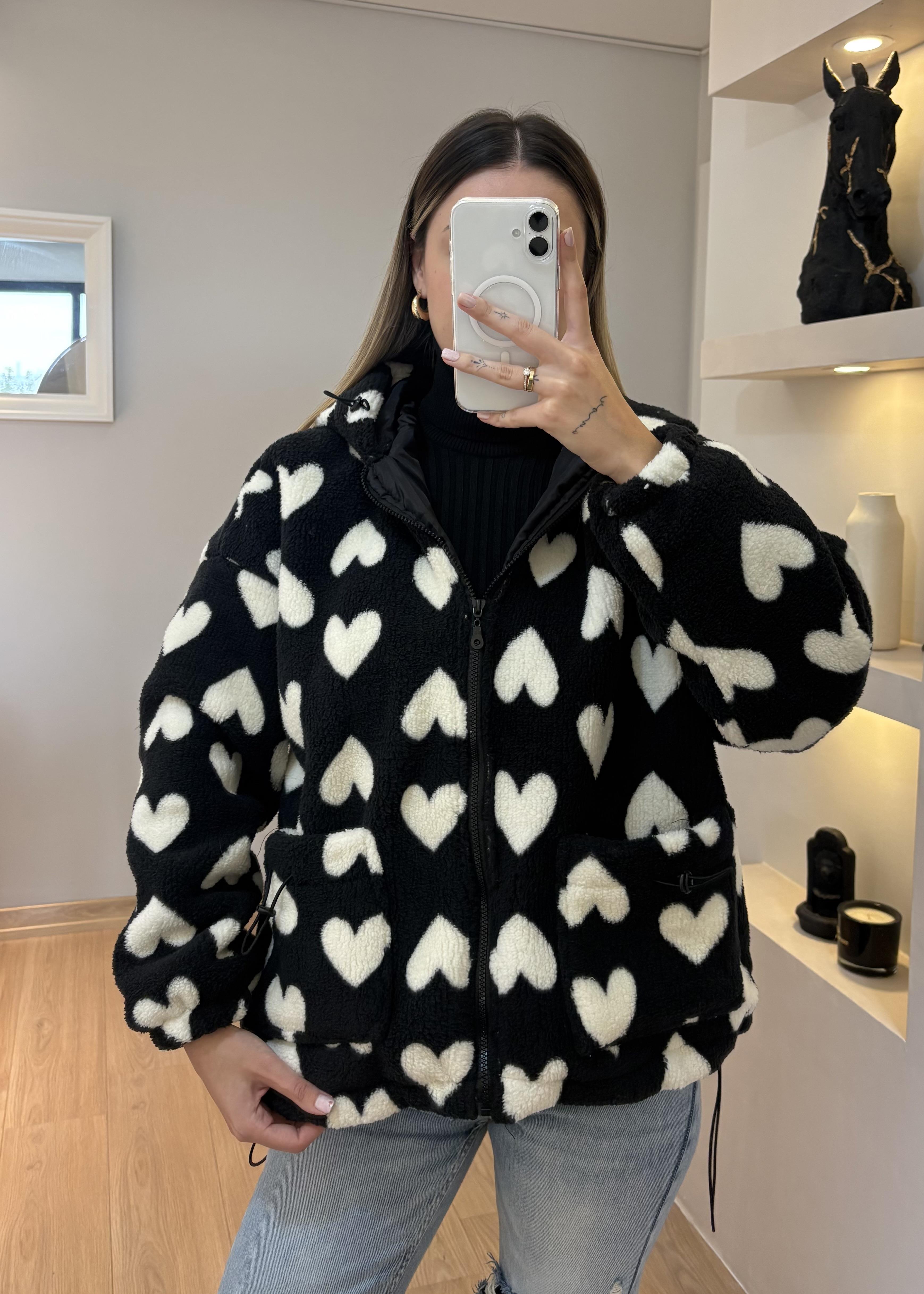 Love Siyah Peluş Mont