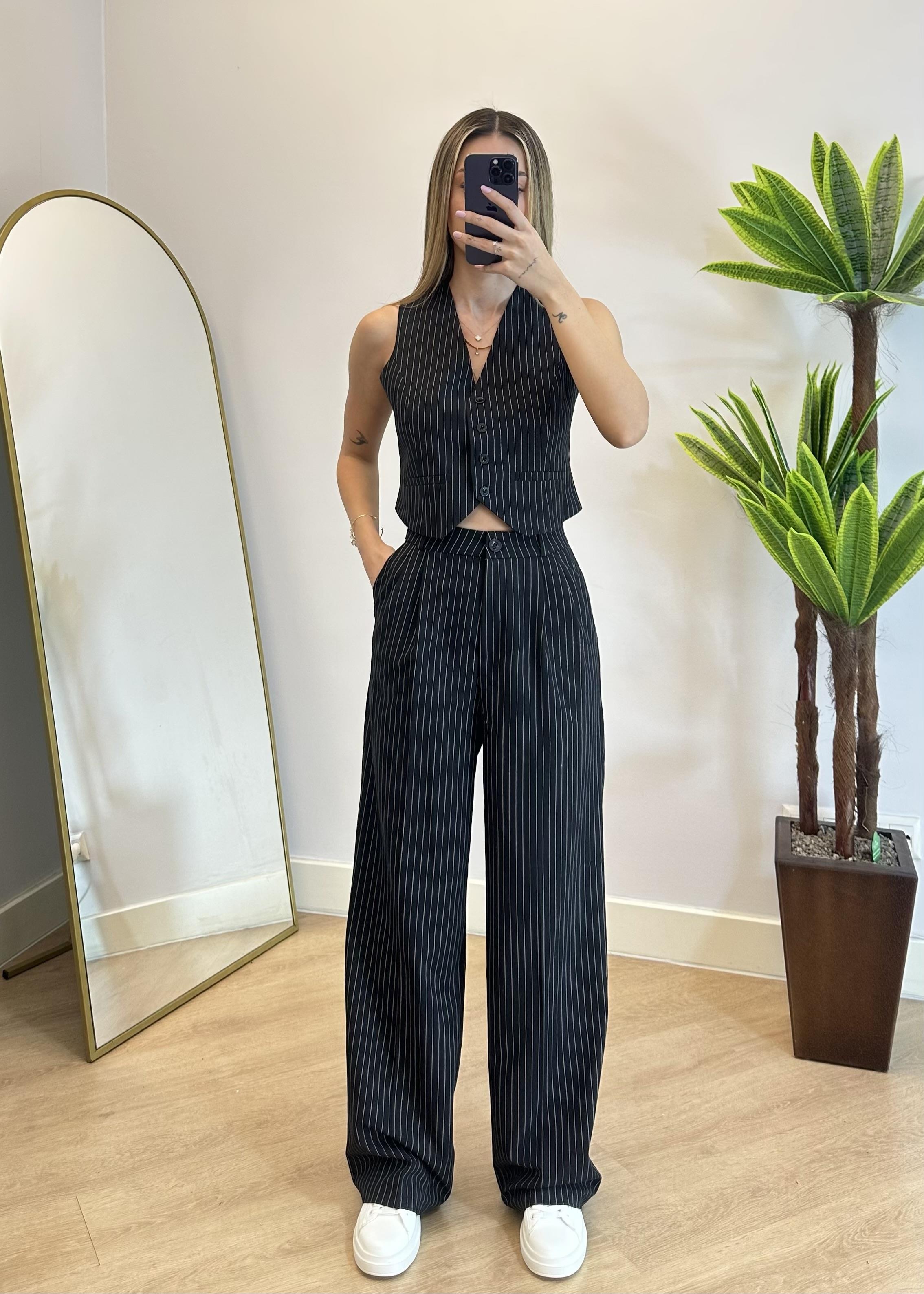 Nezzy Double Kumaş Siyah Palazzo Pantolon