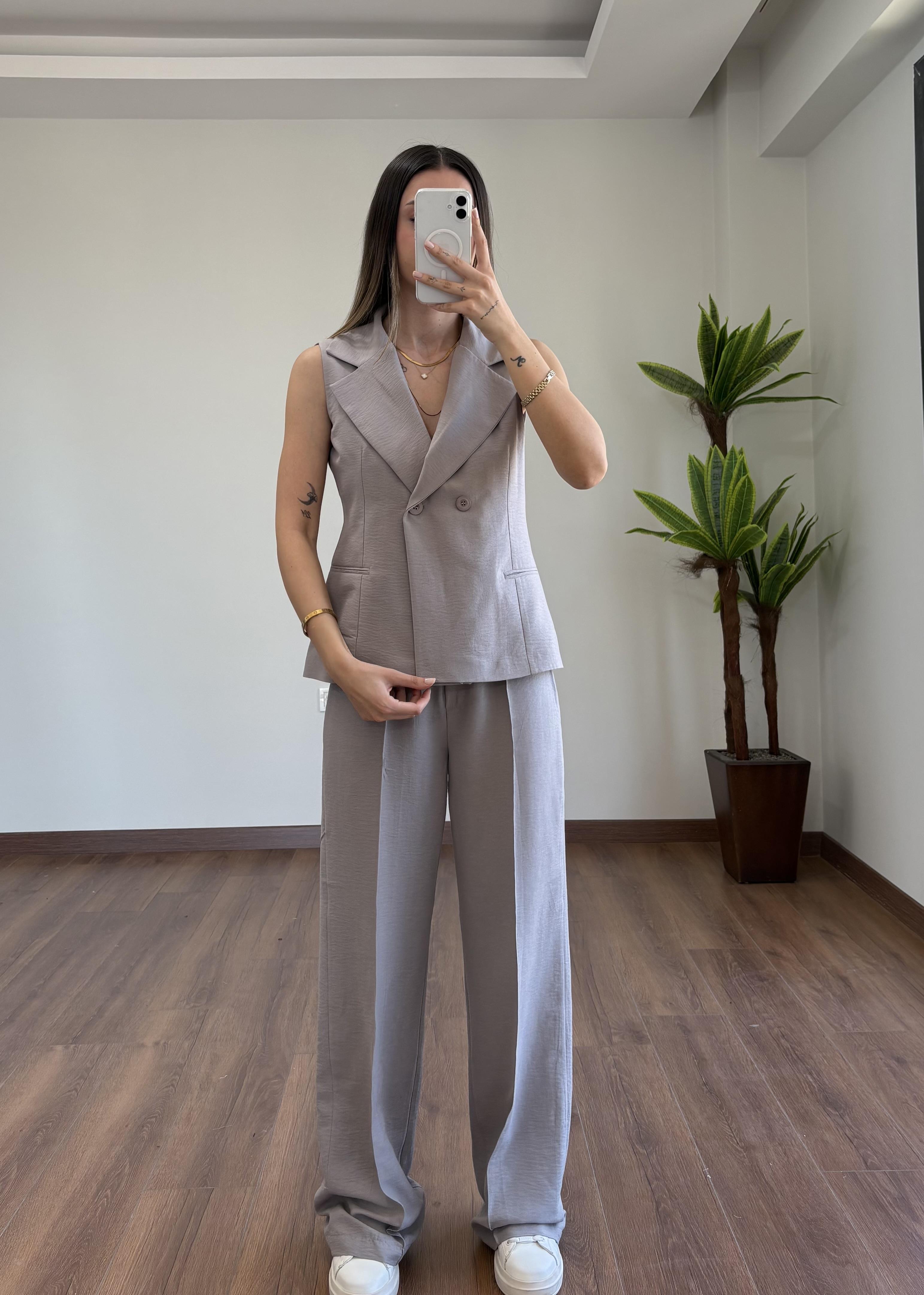 Osya Gri Yelek Takım