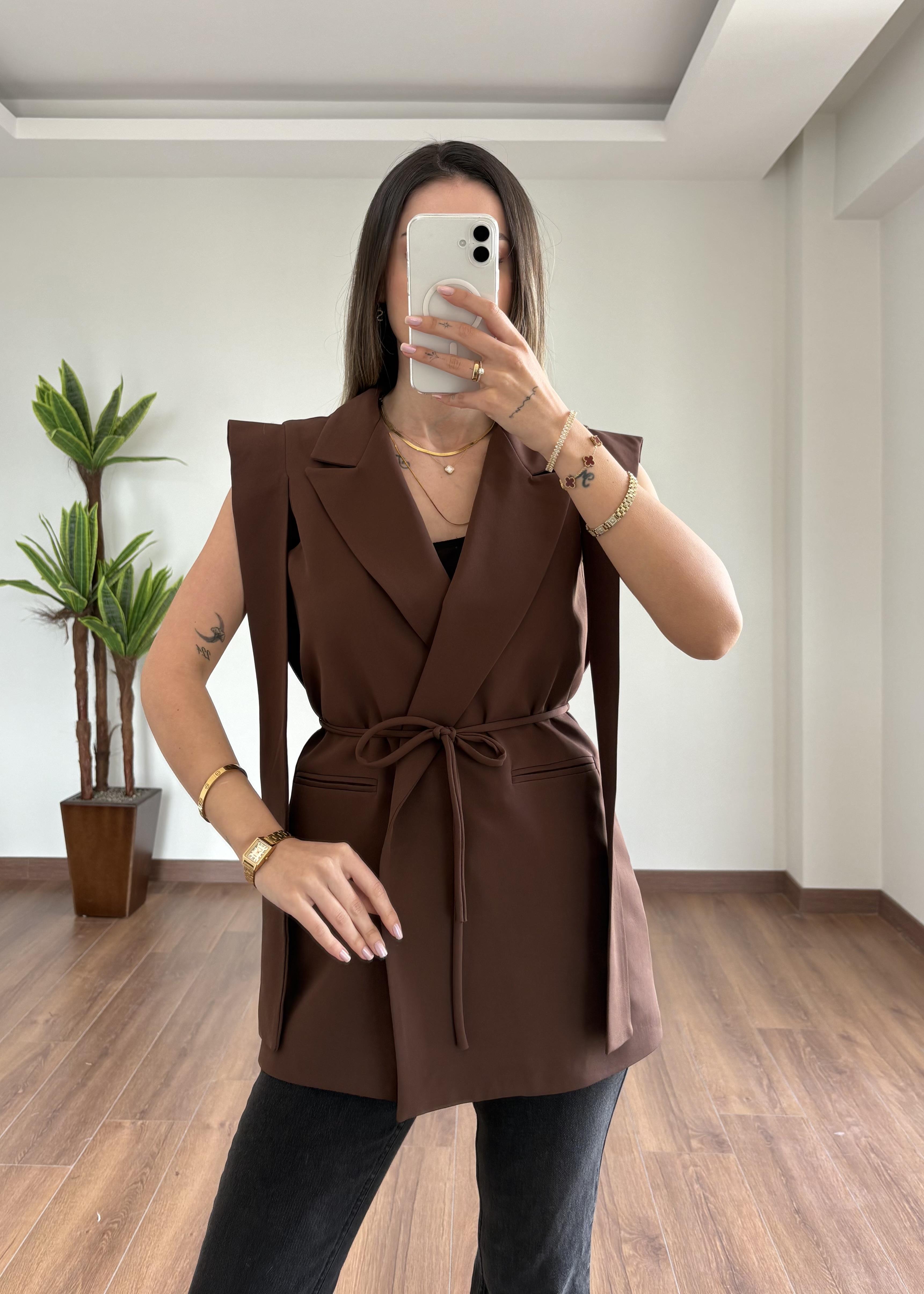 Tasarım Kahverengi Yelek