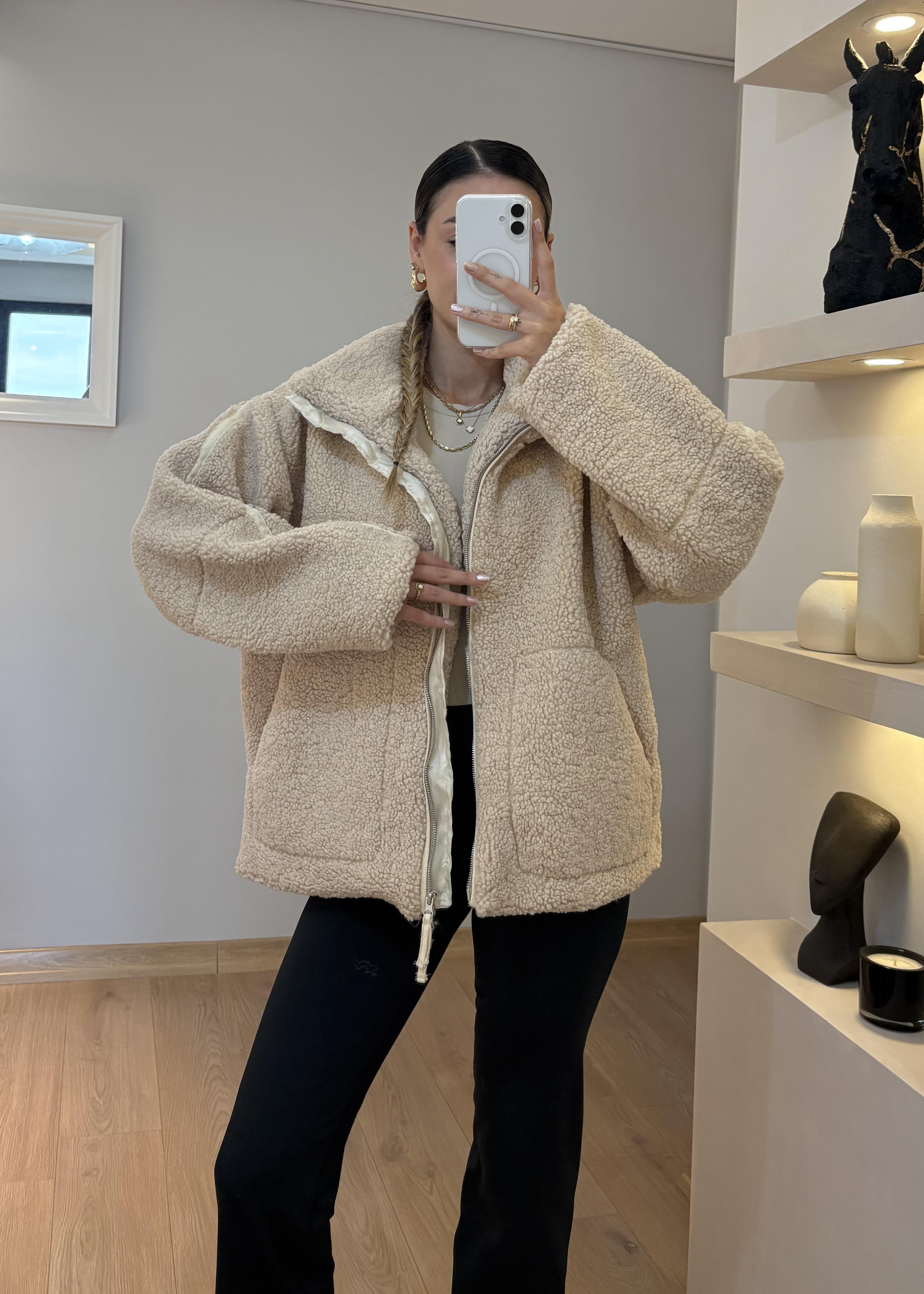 Teddy Krem Peluş Mont