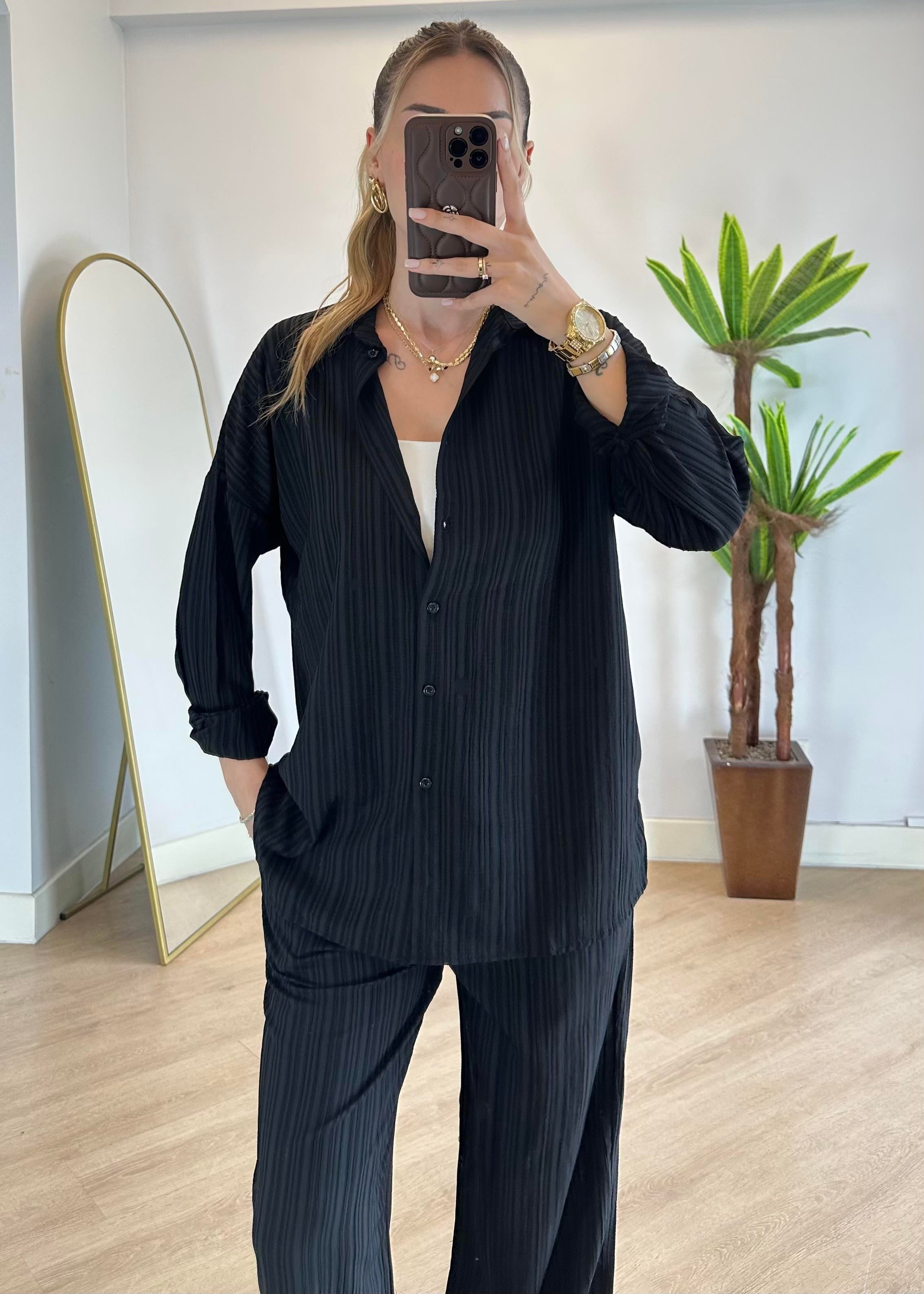 Amor Siyah Gömlek Takım