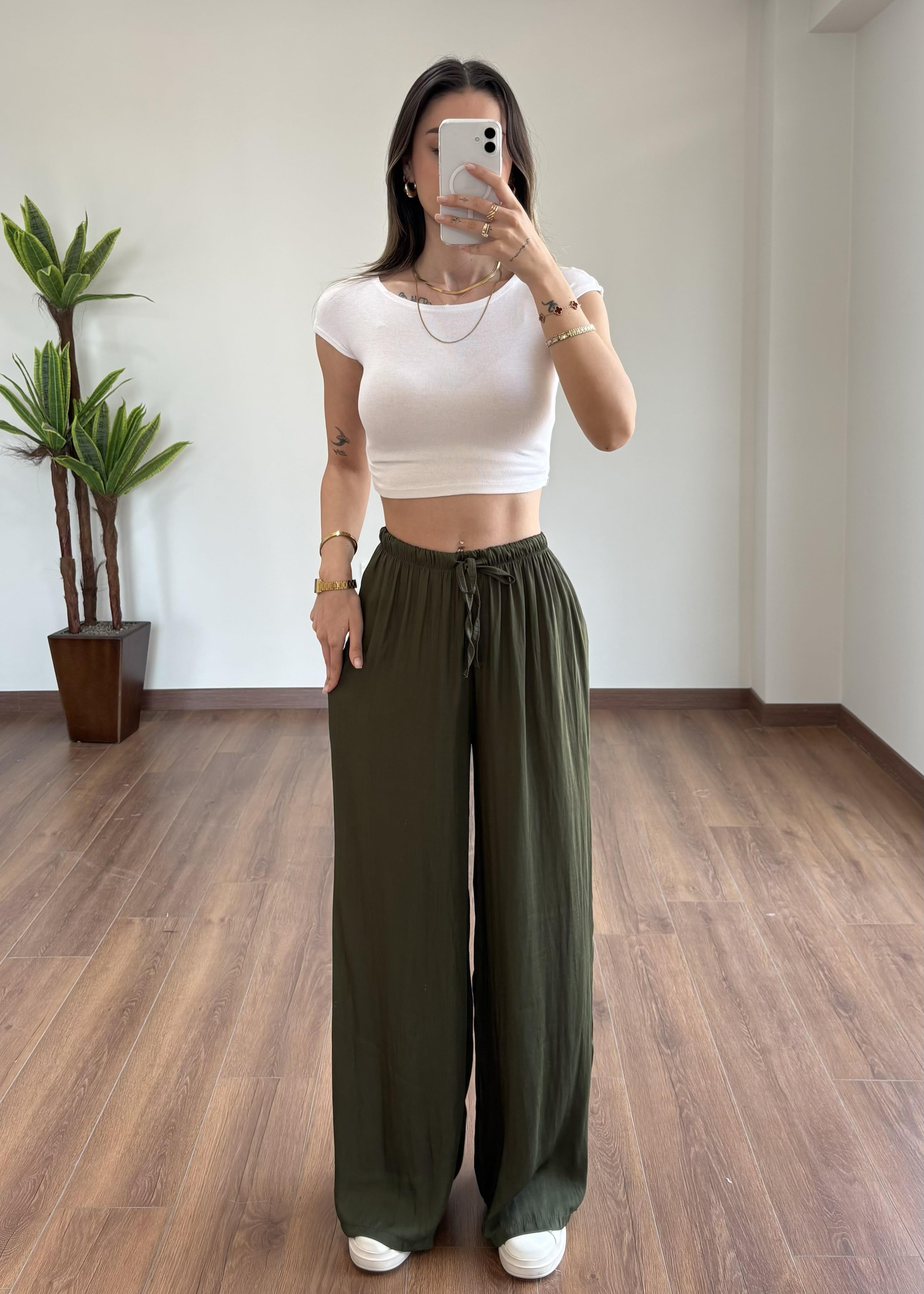 Bağlamalı Haki Pantolon