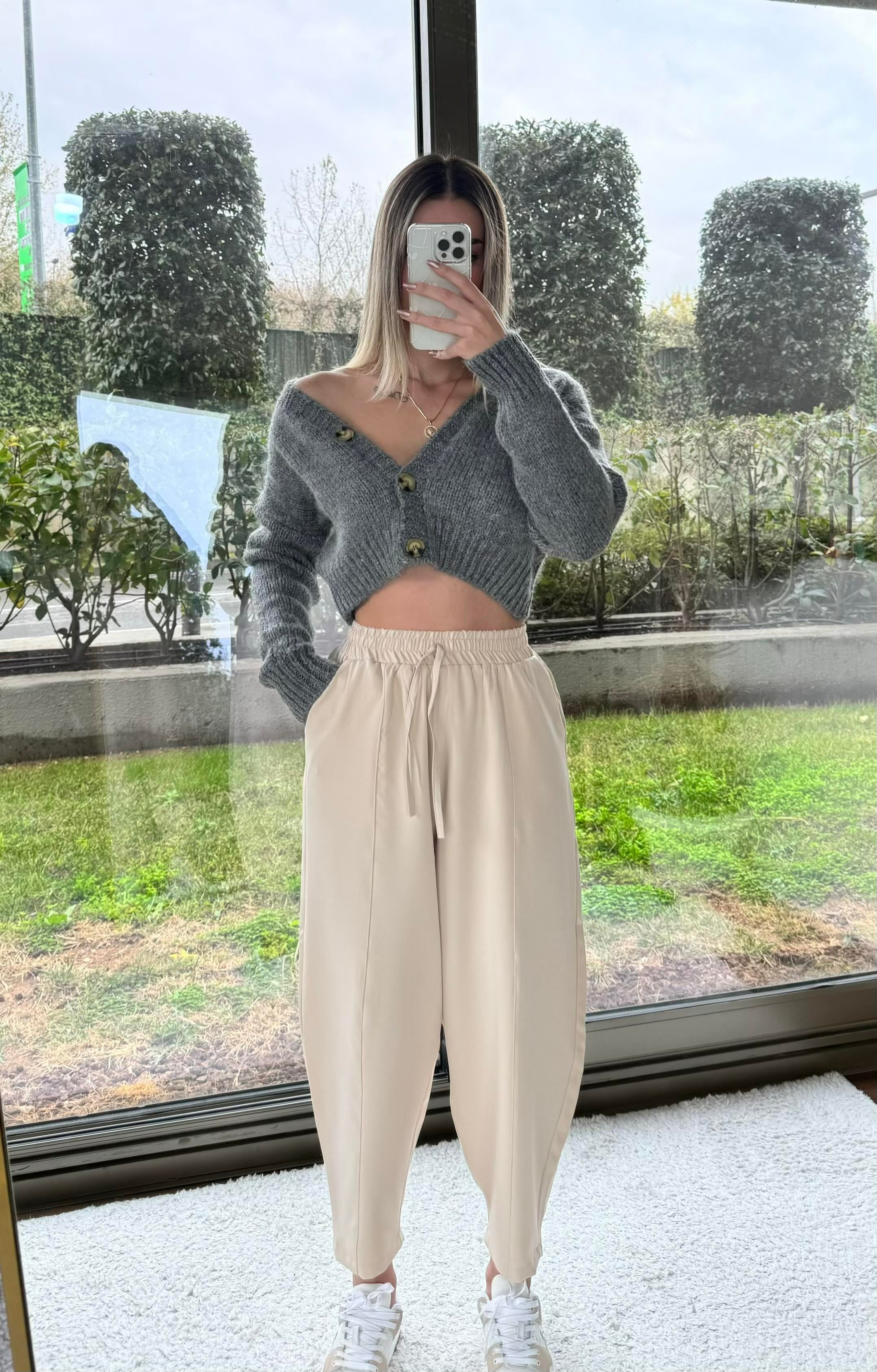 Balon model double kumaş salaş pantolon