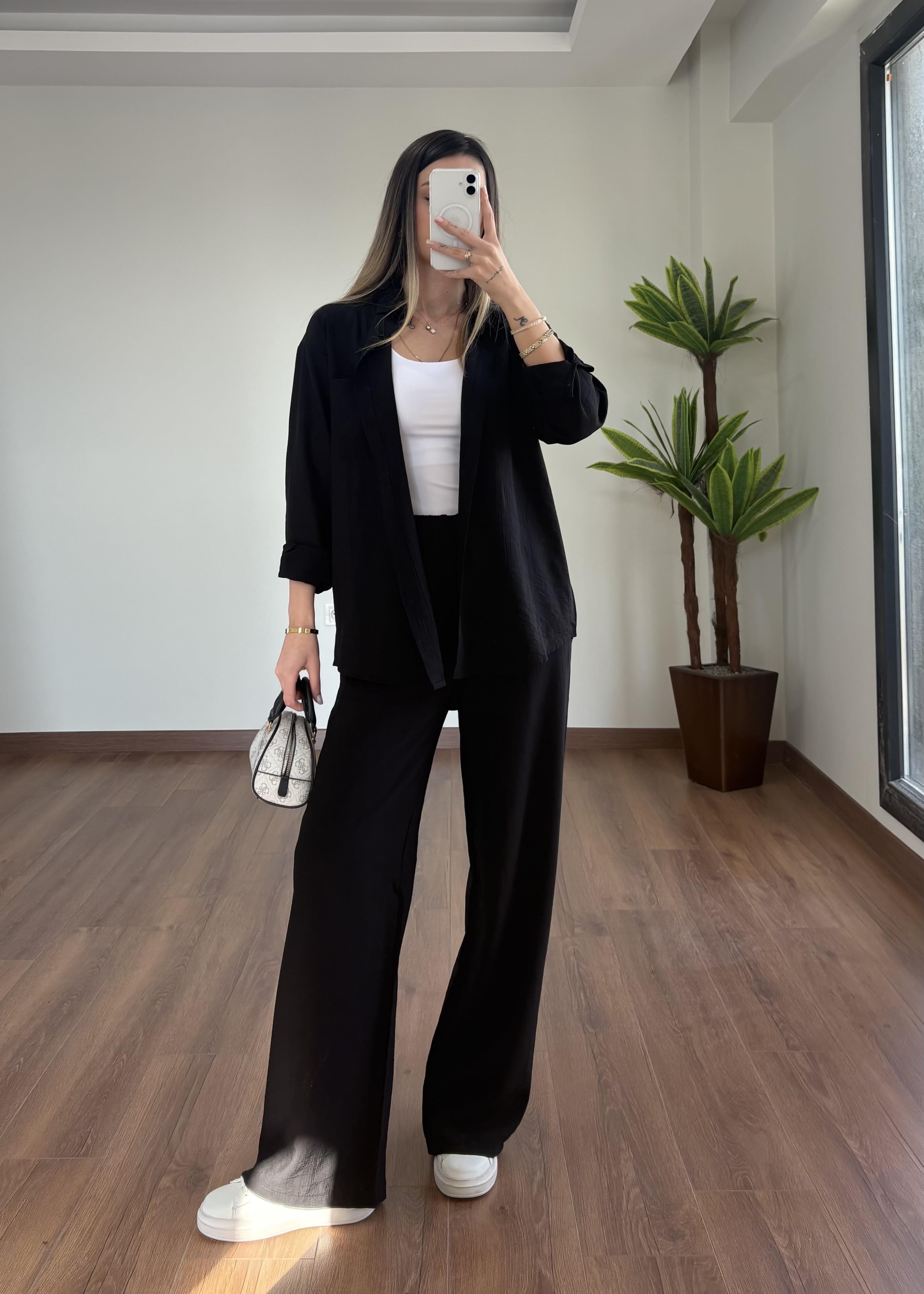 Çilek Kumaş Siyah Takım