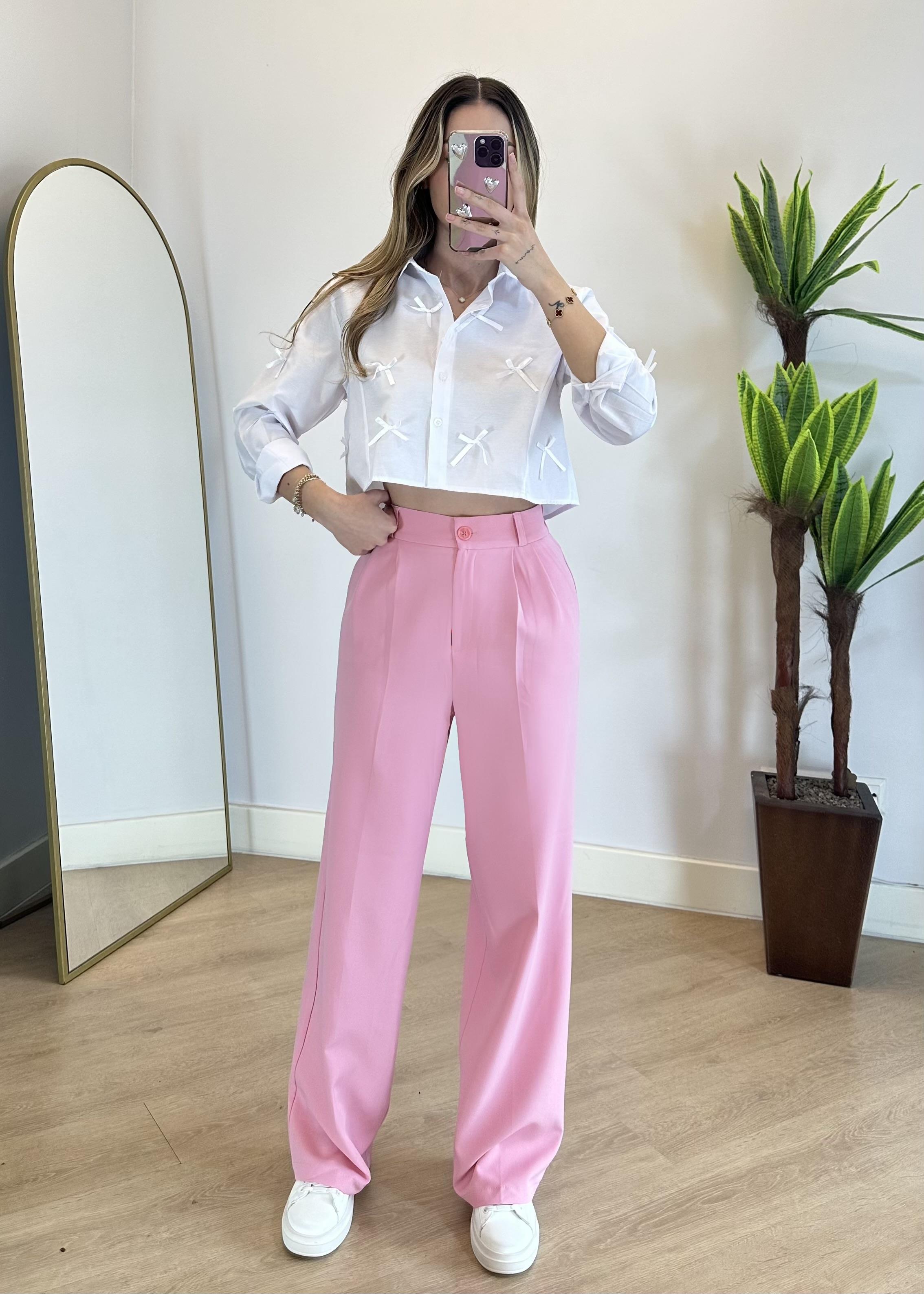 Cosmo Pembe Bel Lastik Detay Palazzo Pantolon
