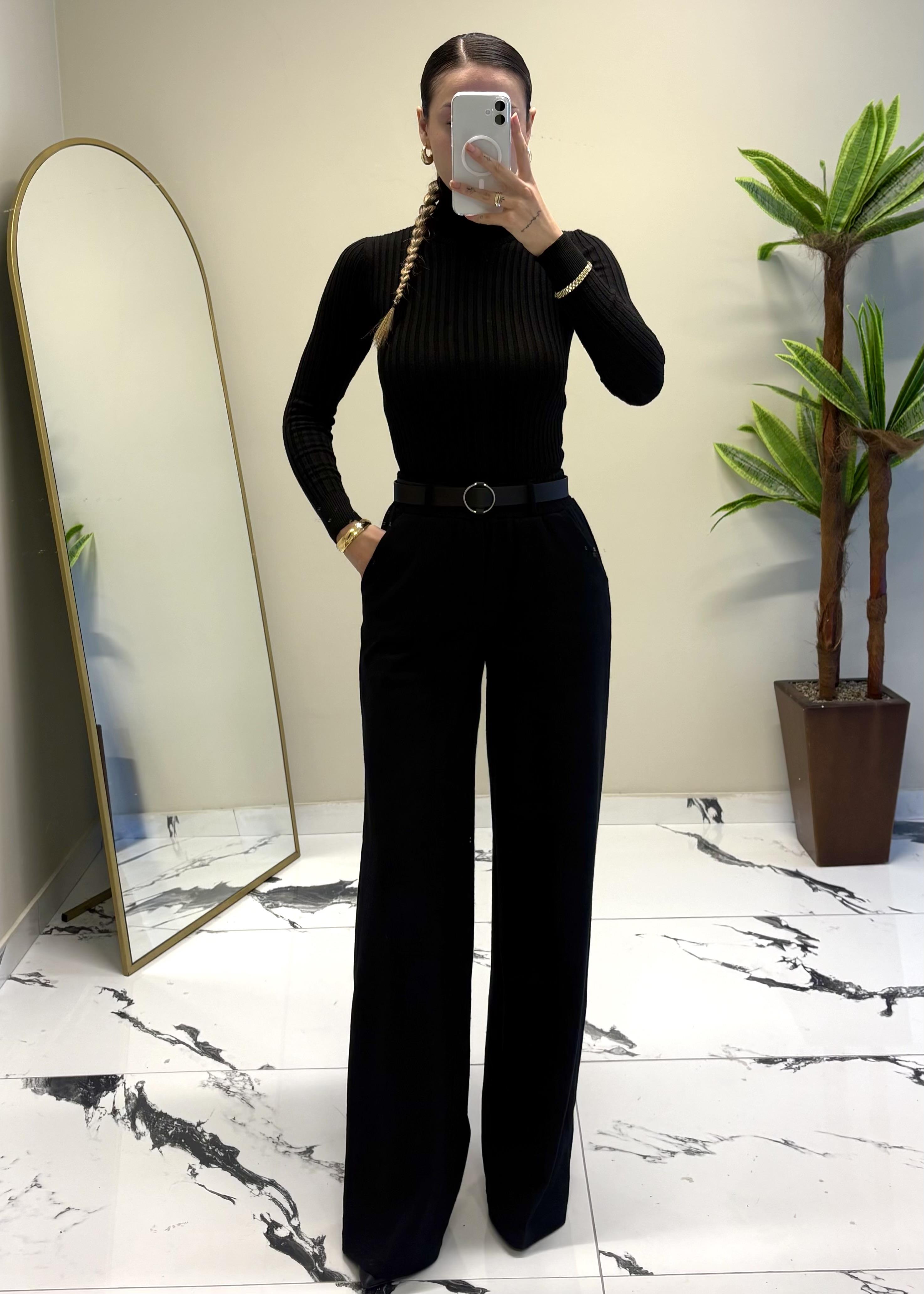 Esto Kemerli Siyah Pantolon