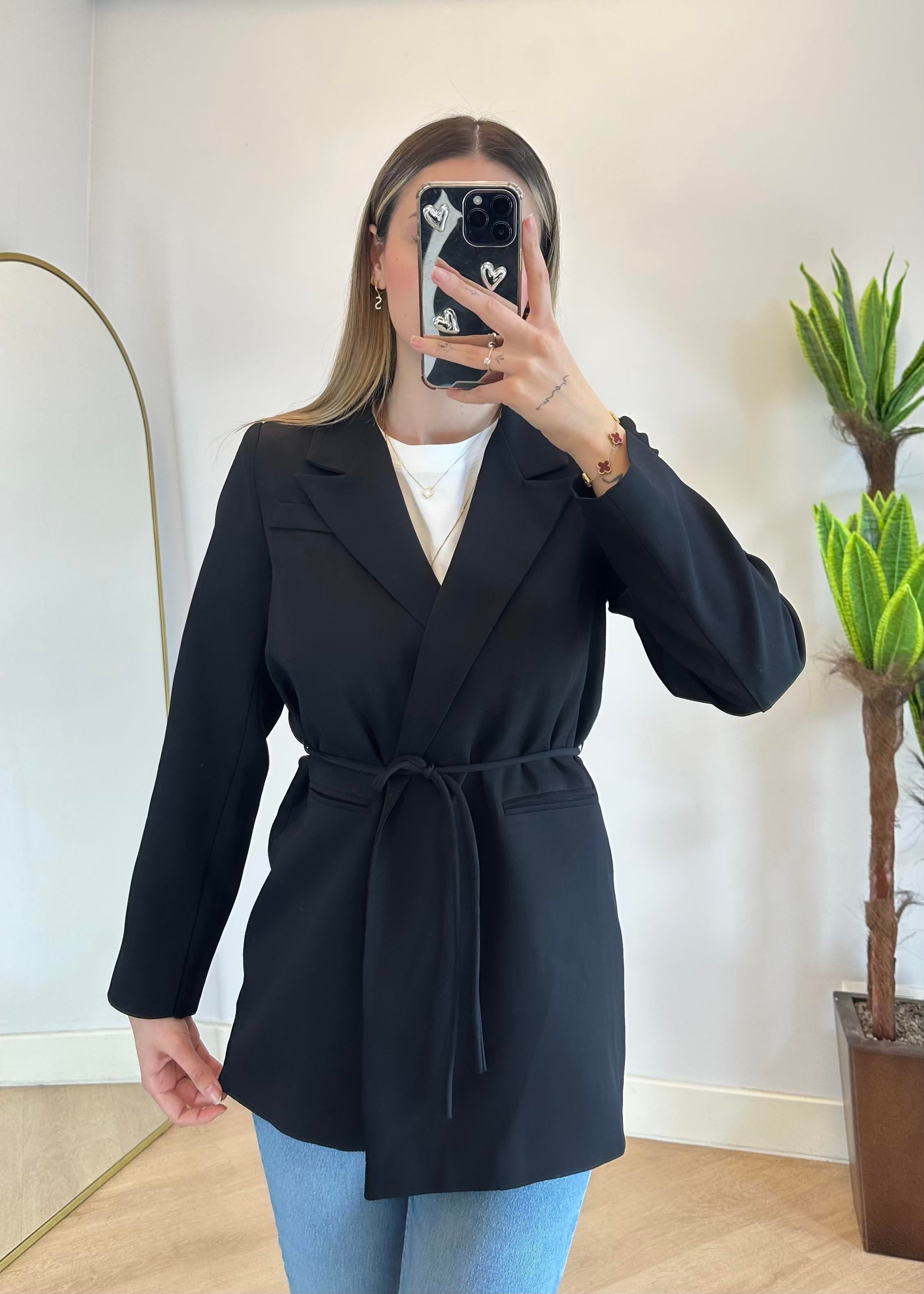 Eyos Siyah İpli Blazer Ceket