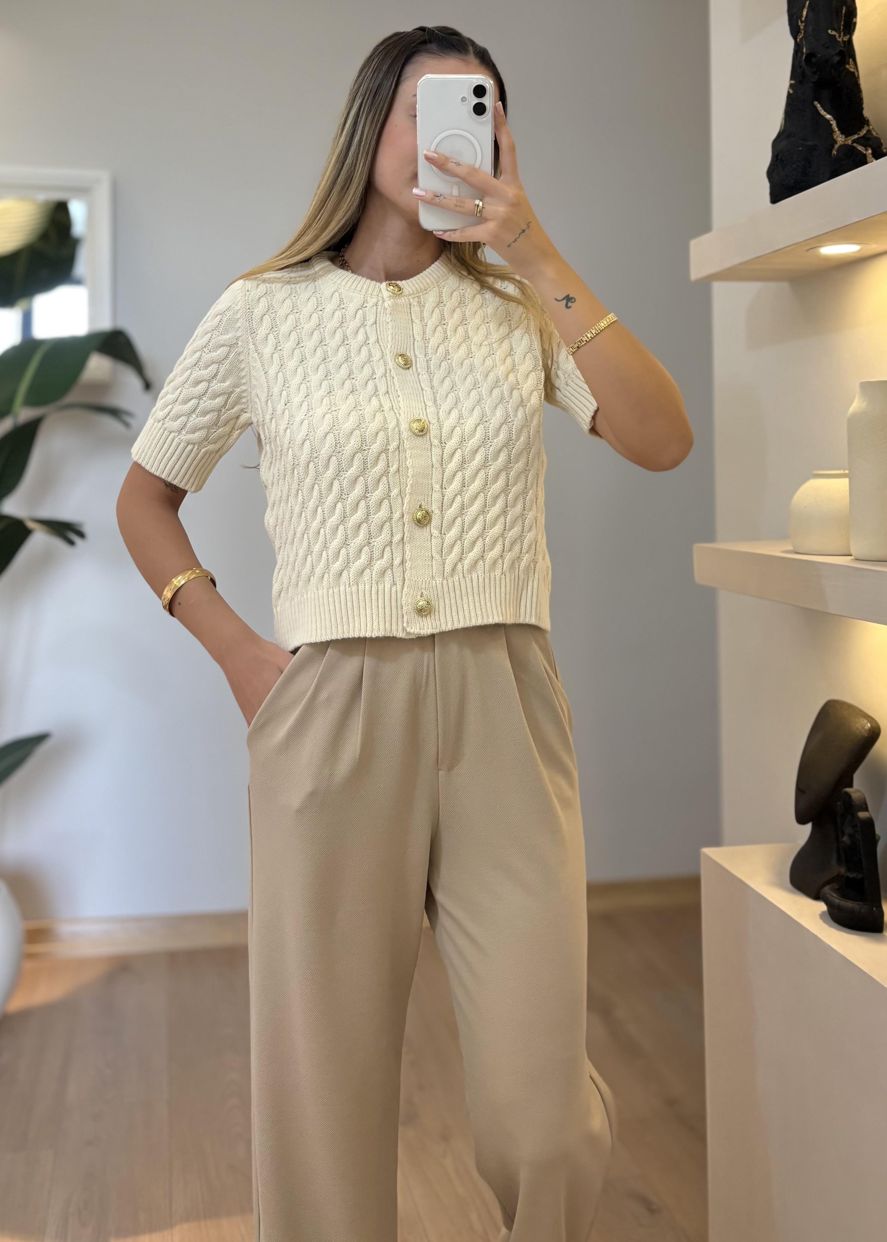 Jakar Krem Kumaş Pantolon