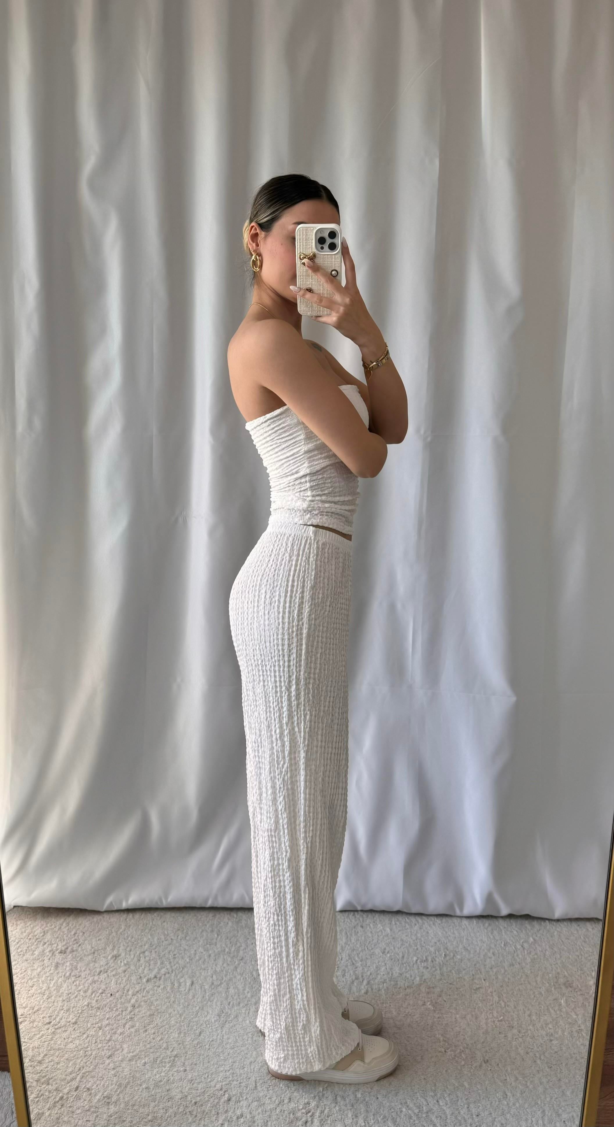 Kadın Beyaz Straplez Alt Üst Takım