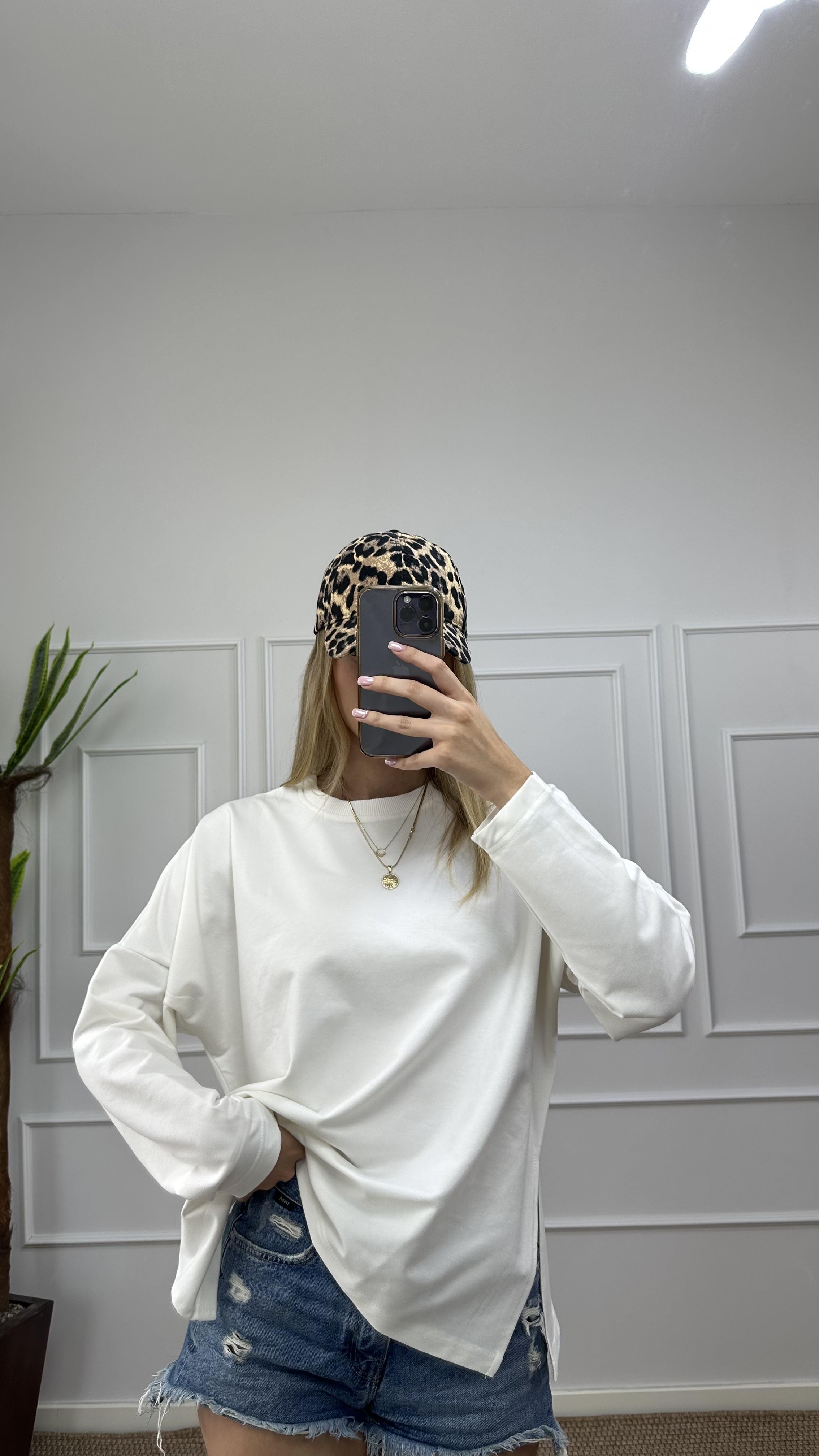 Kadın bisiklet yaka Basic sweatshirt