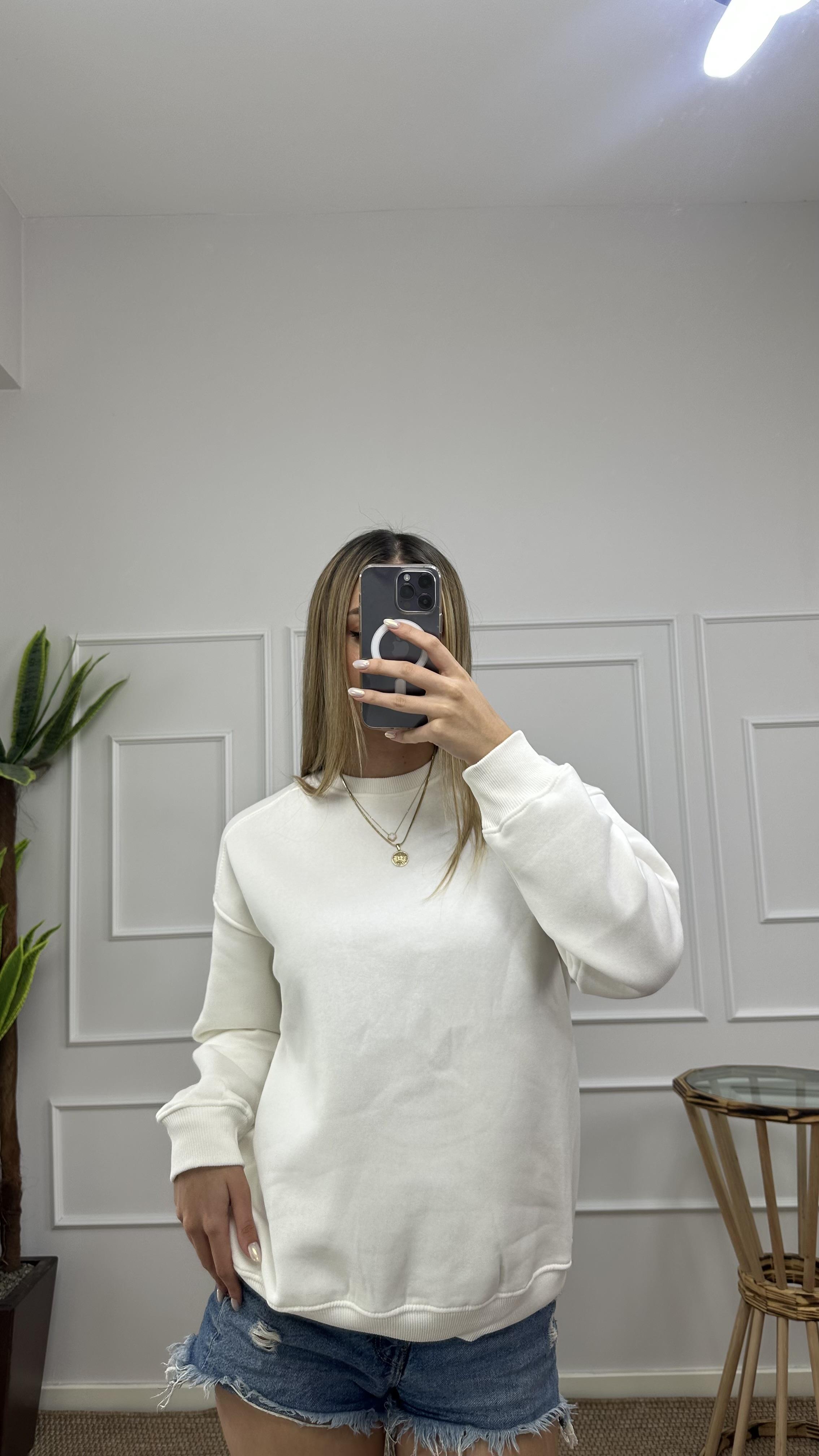 Kadın oversize basic üç iplik şardonlu yumoş sweatshirt
