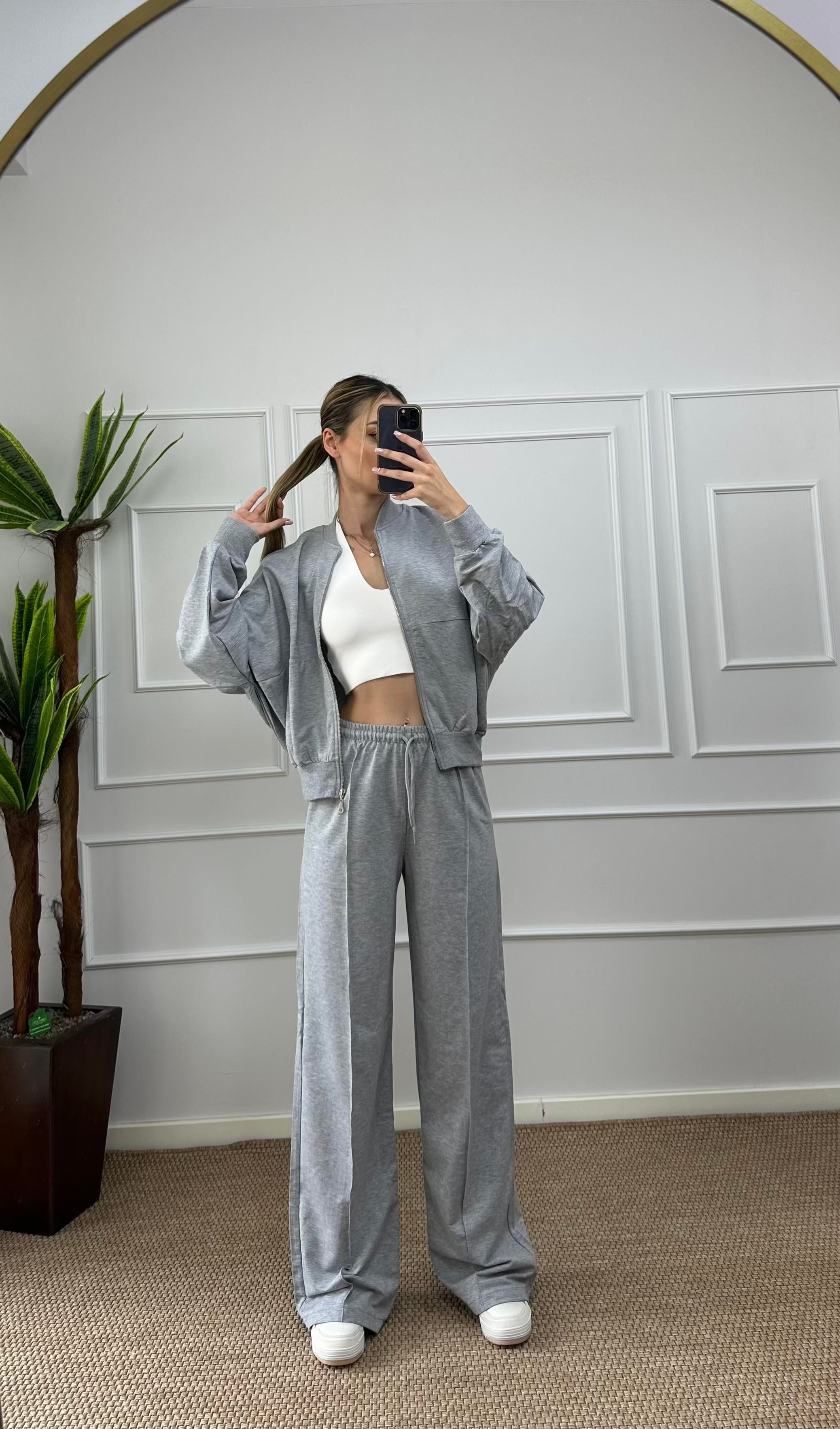 Kadın oversize hırkalı eşofman takımı