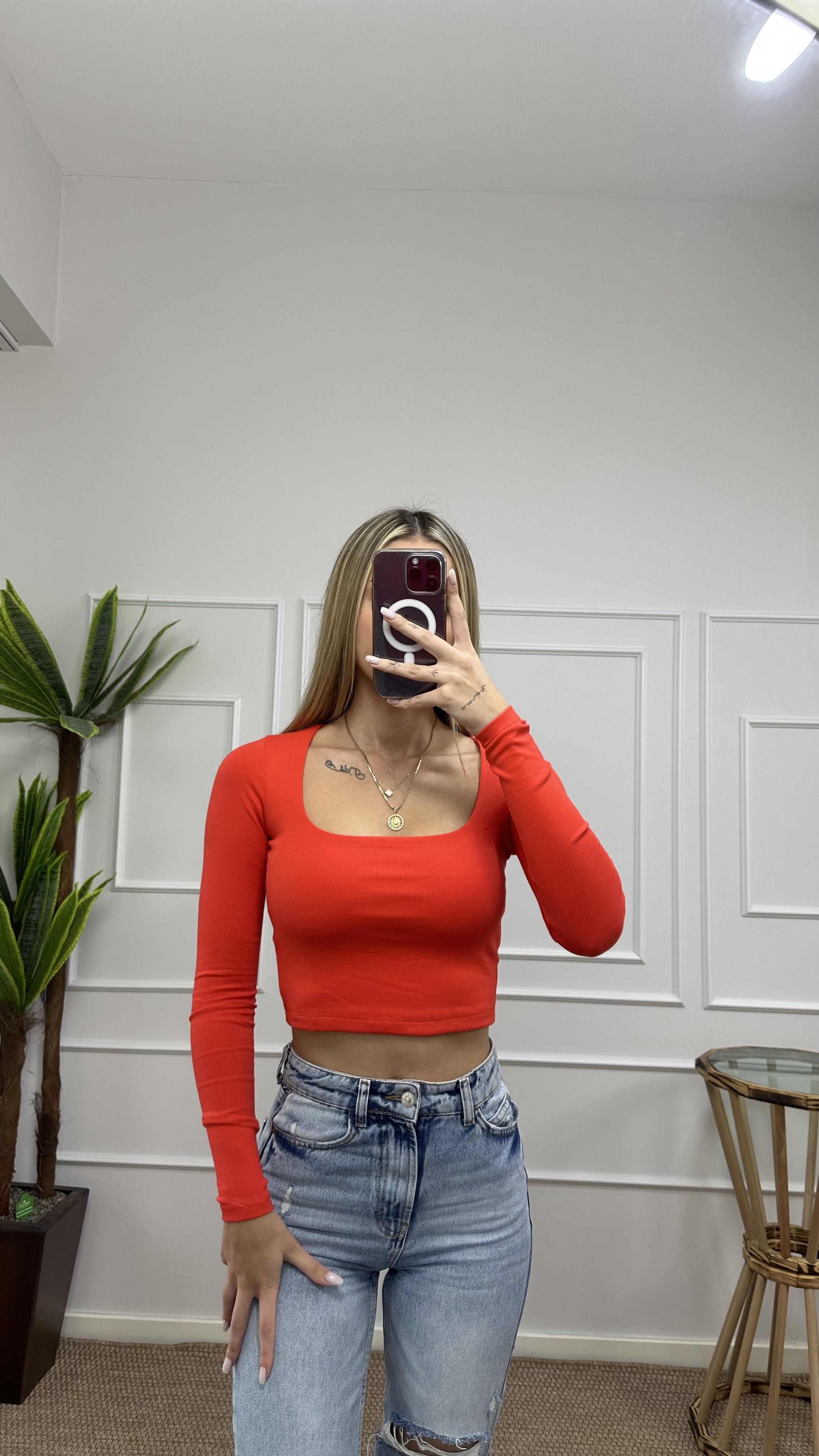 Kadın pamuklu kumaş kare yaka crop body