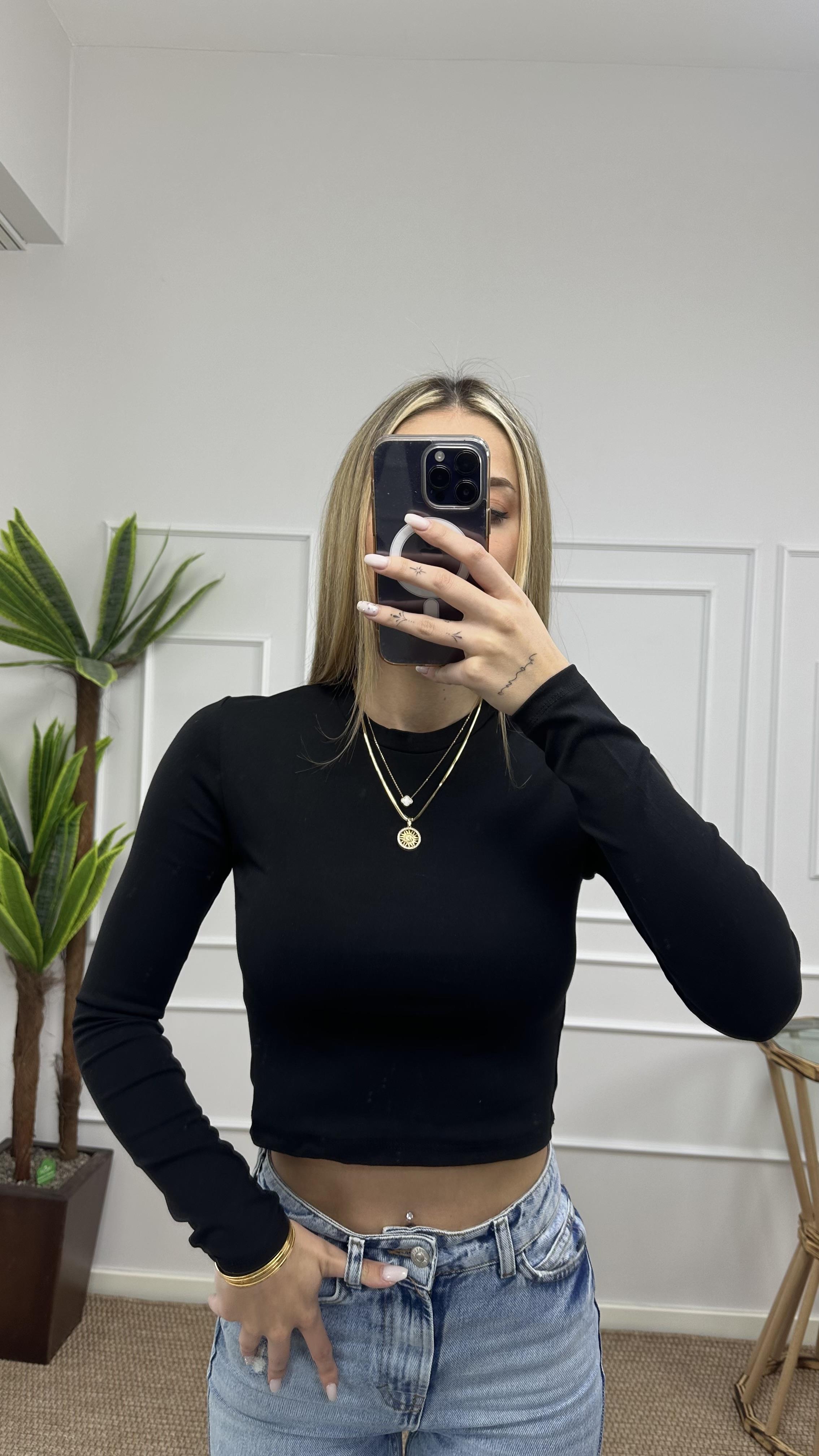 Kadın pamuklu yumuşak kumaş bisiklet yaka crop body