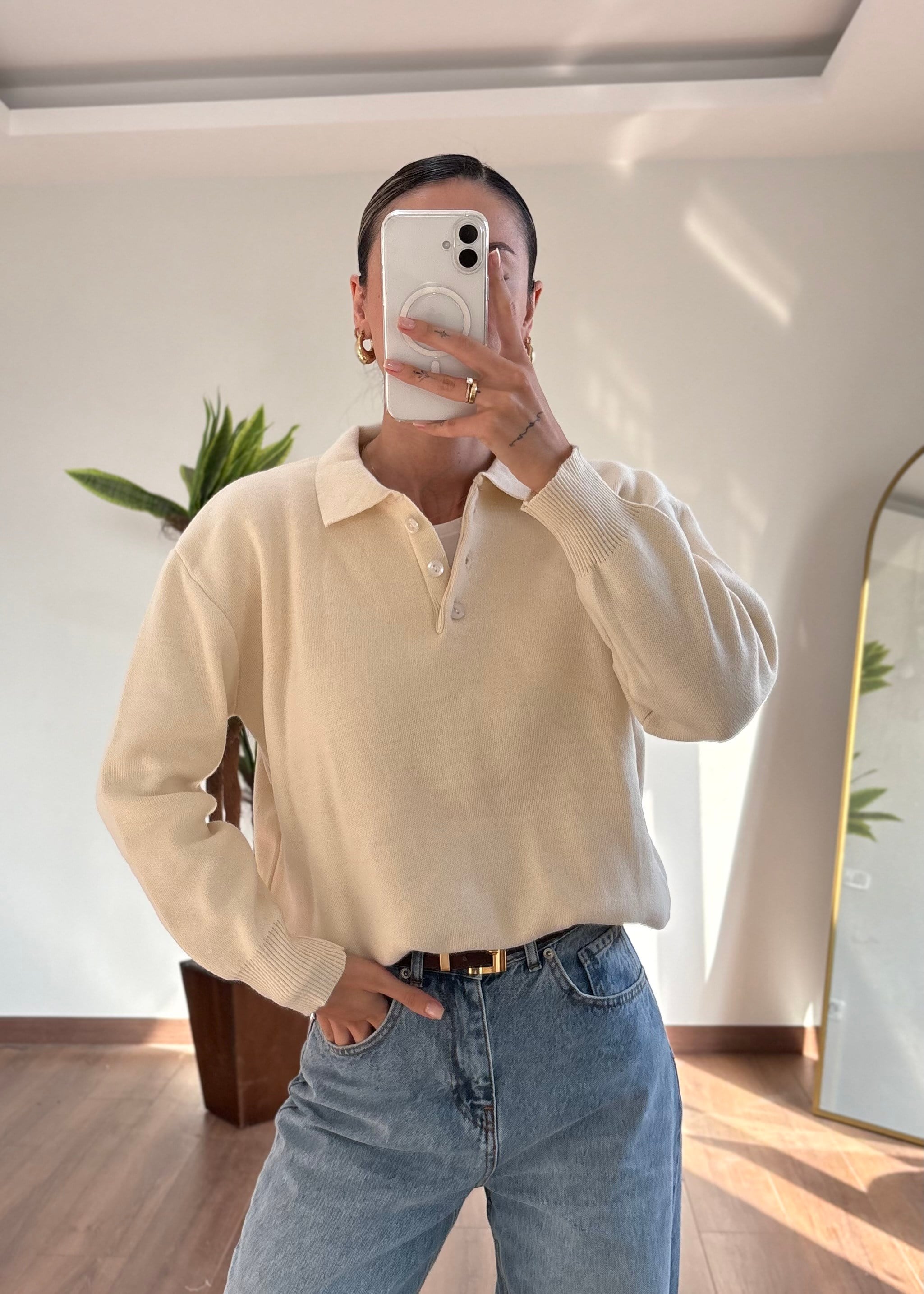 Krem Polo Yaka Triko