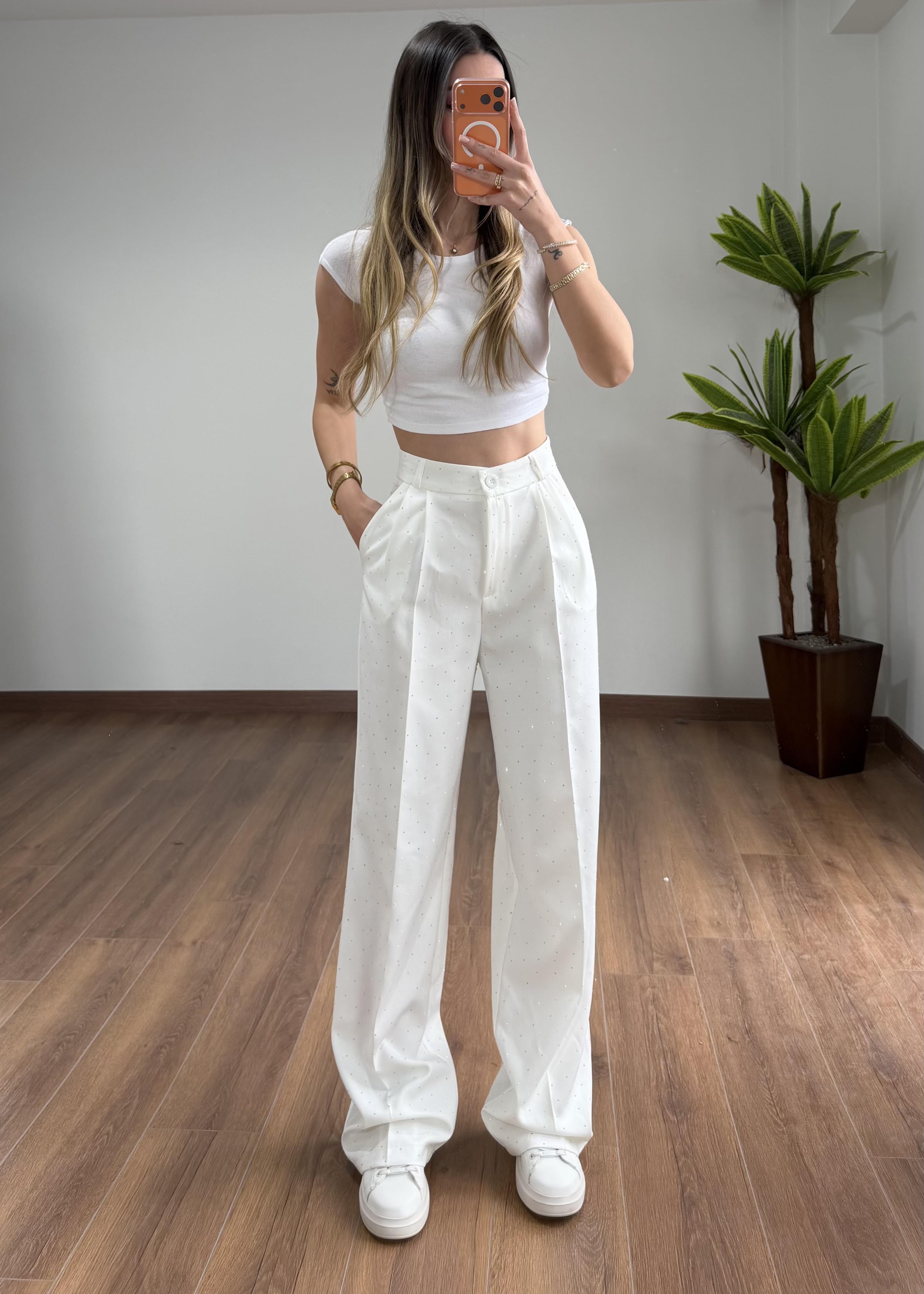 Lidya Taşlı Beyaz Palazzo