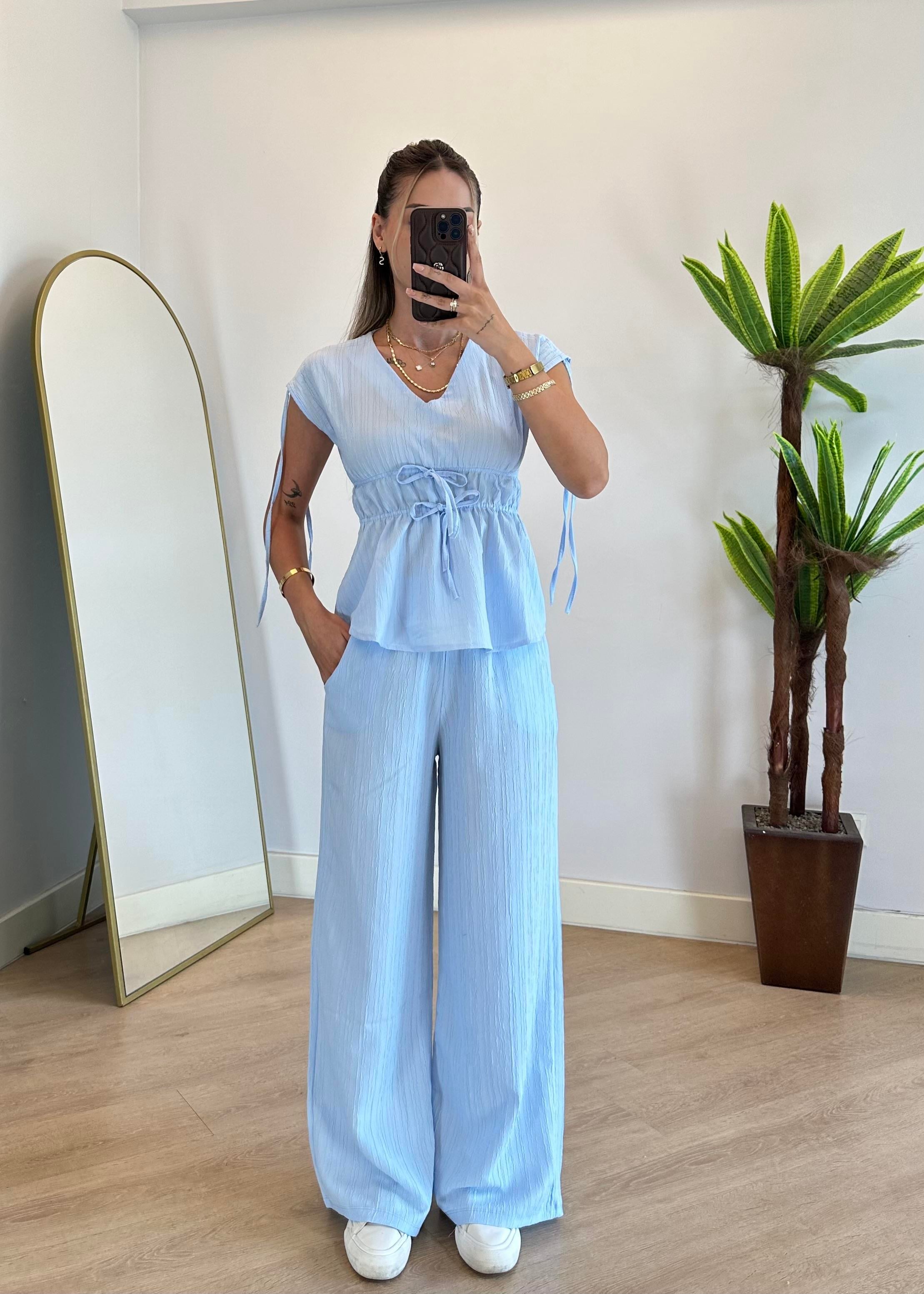 Lina Mavi Yarım Kol Takım