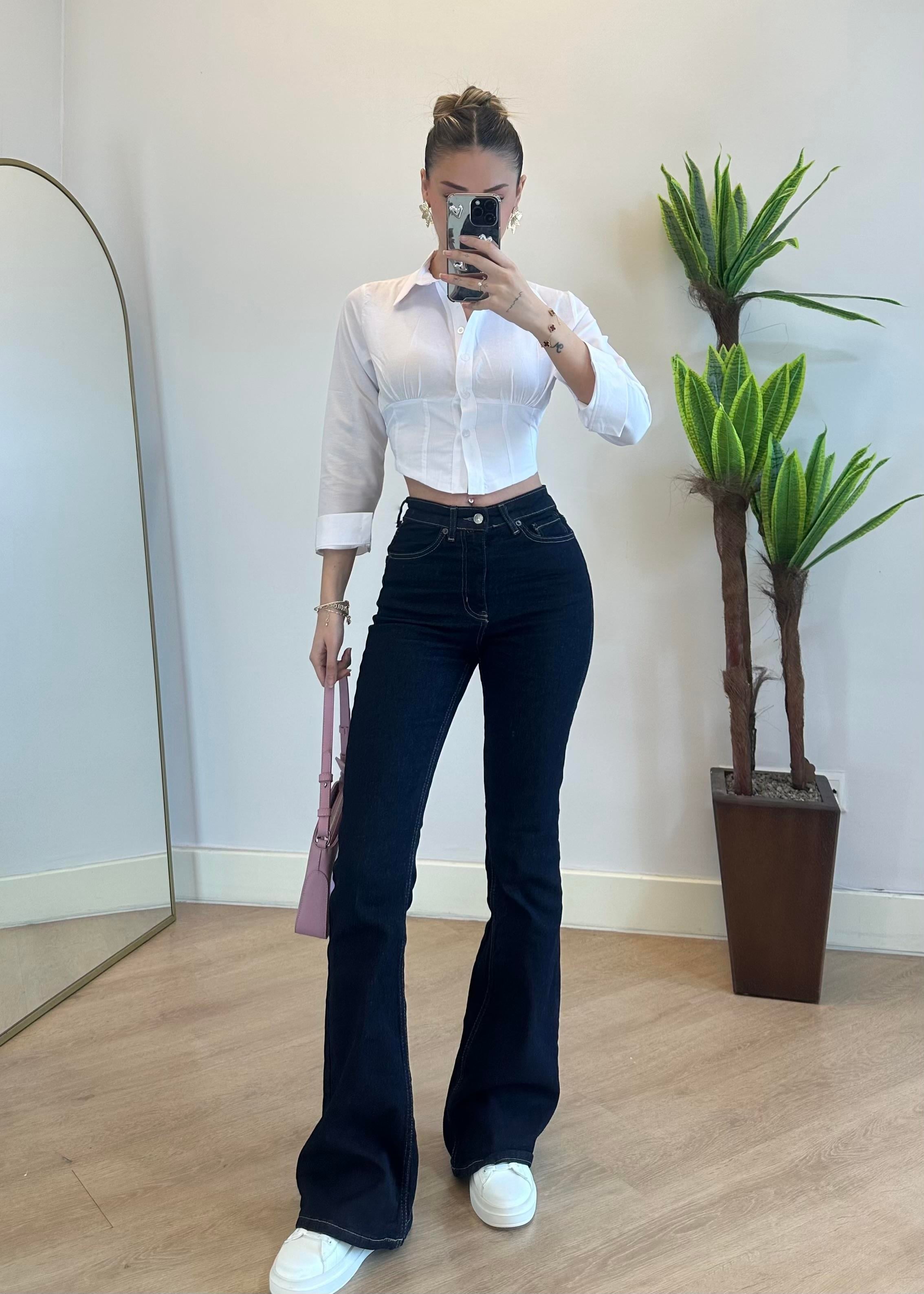 Linda İspanyol Paça Lacivert Jean 