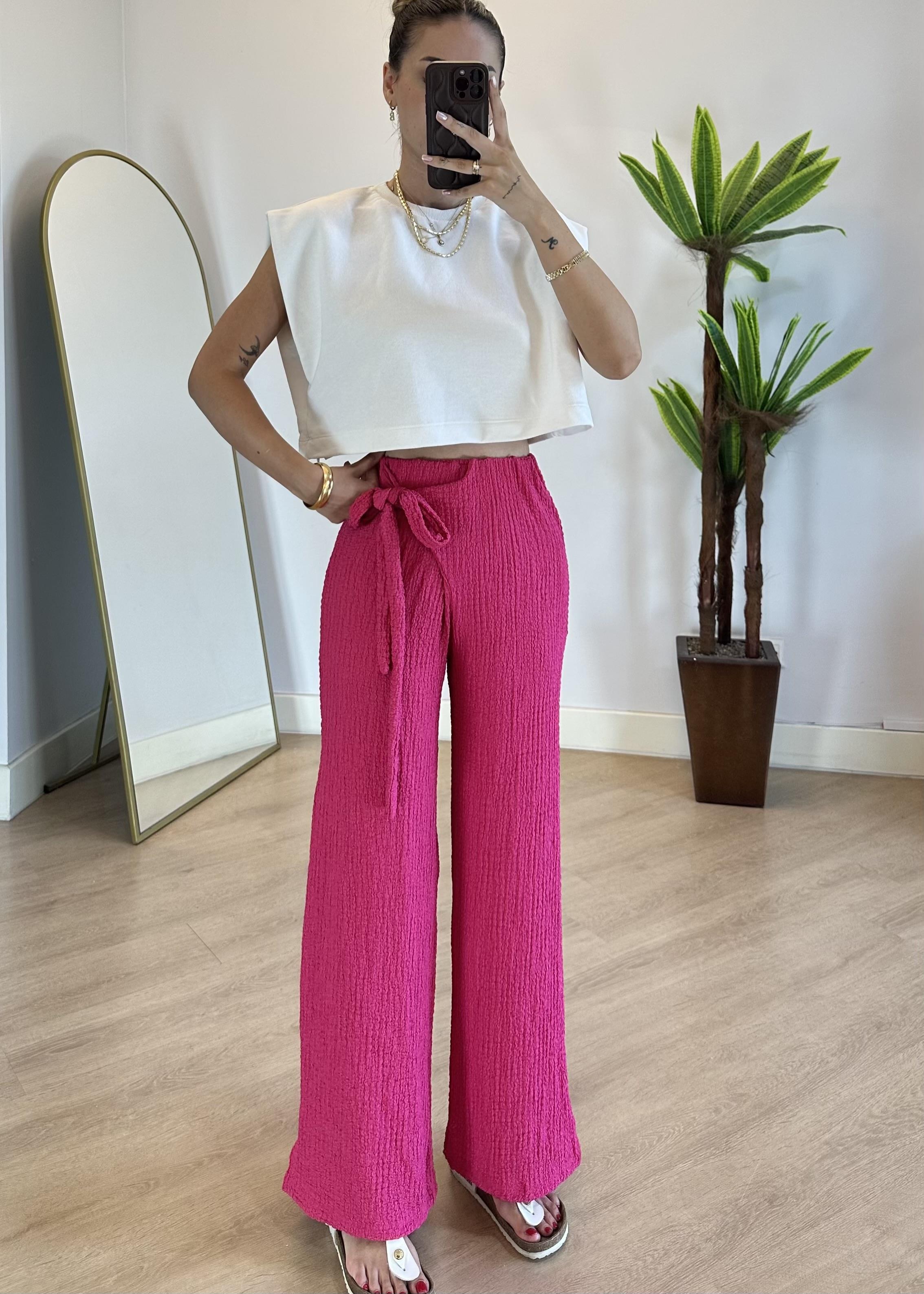 Linda Pembe Yırtmaç Pantolon