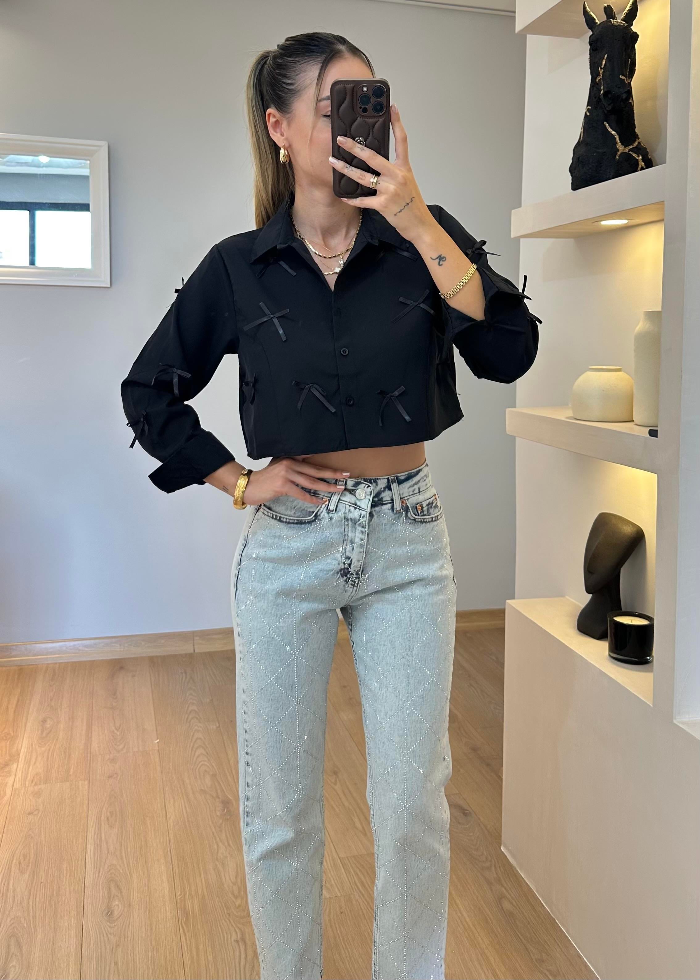 Liza Siyah Fiyonk Gömlek