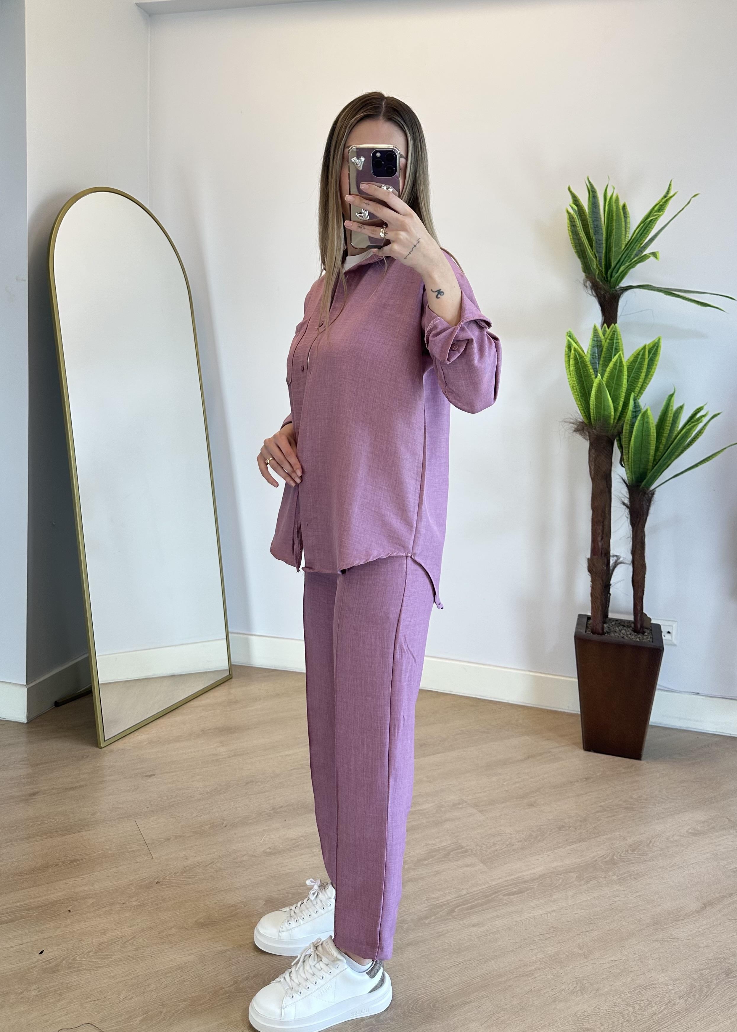 Milya Pembe Gömlek Takım