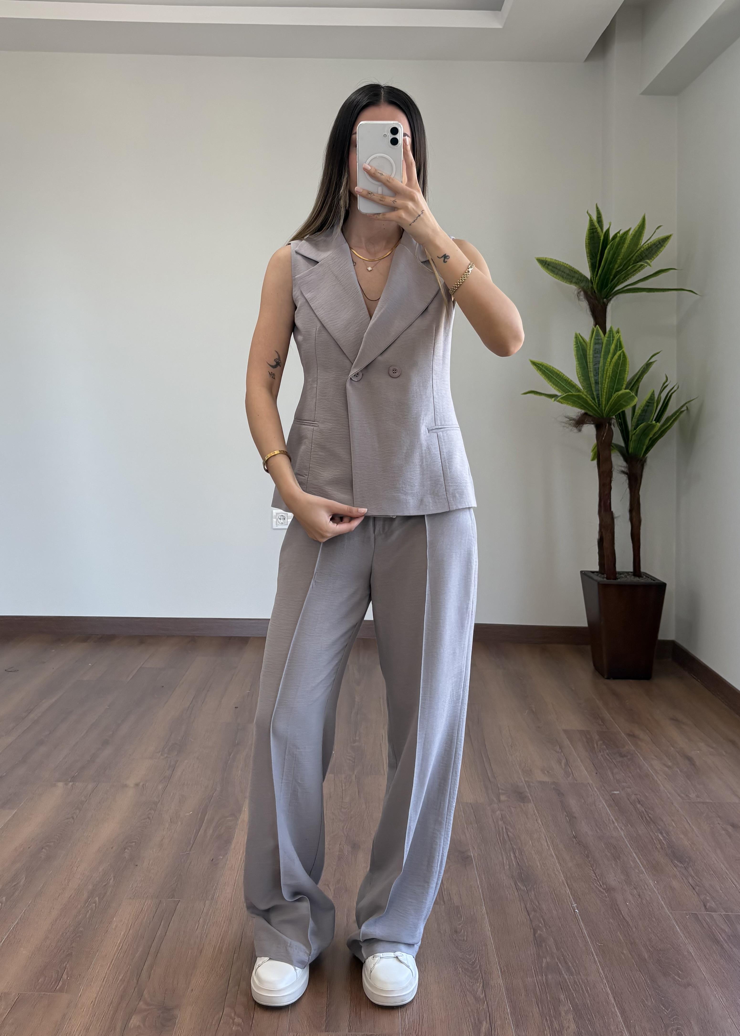 Osya Gri Yelek Takım