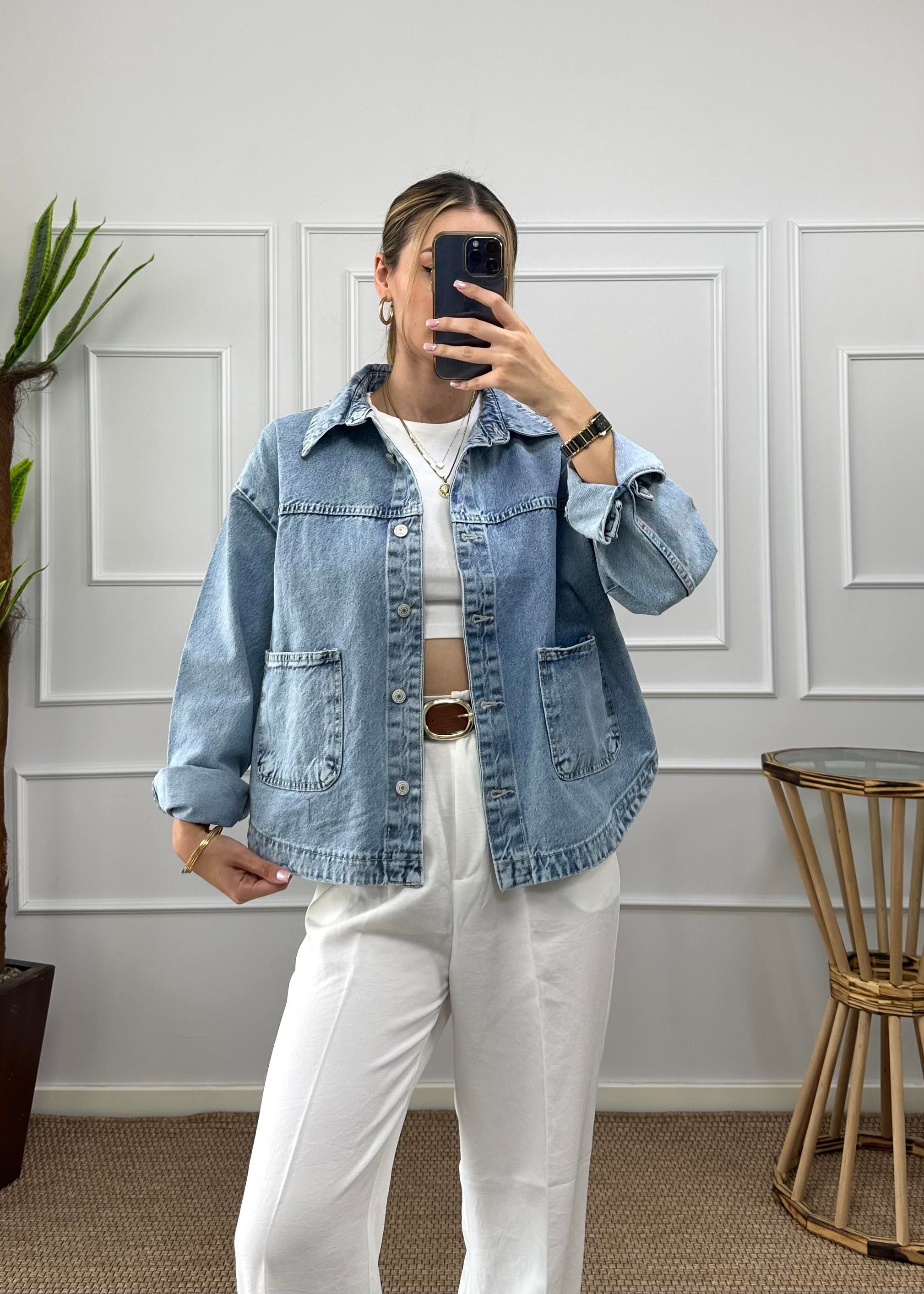 Pale Mavi Oversize Kot Ceket
