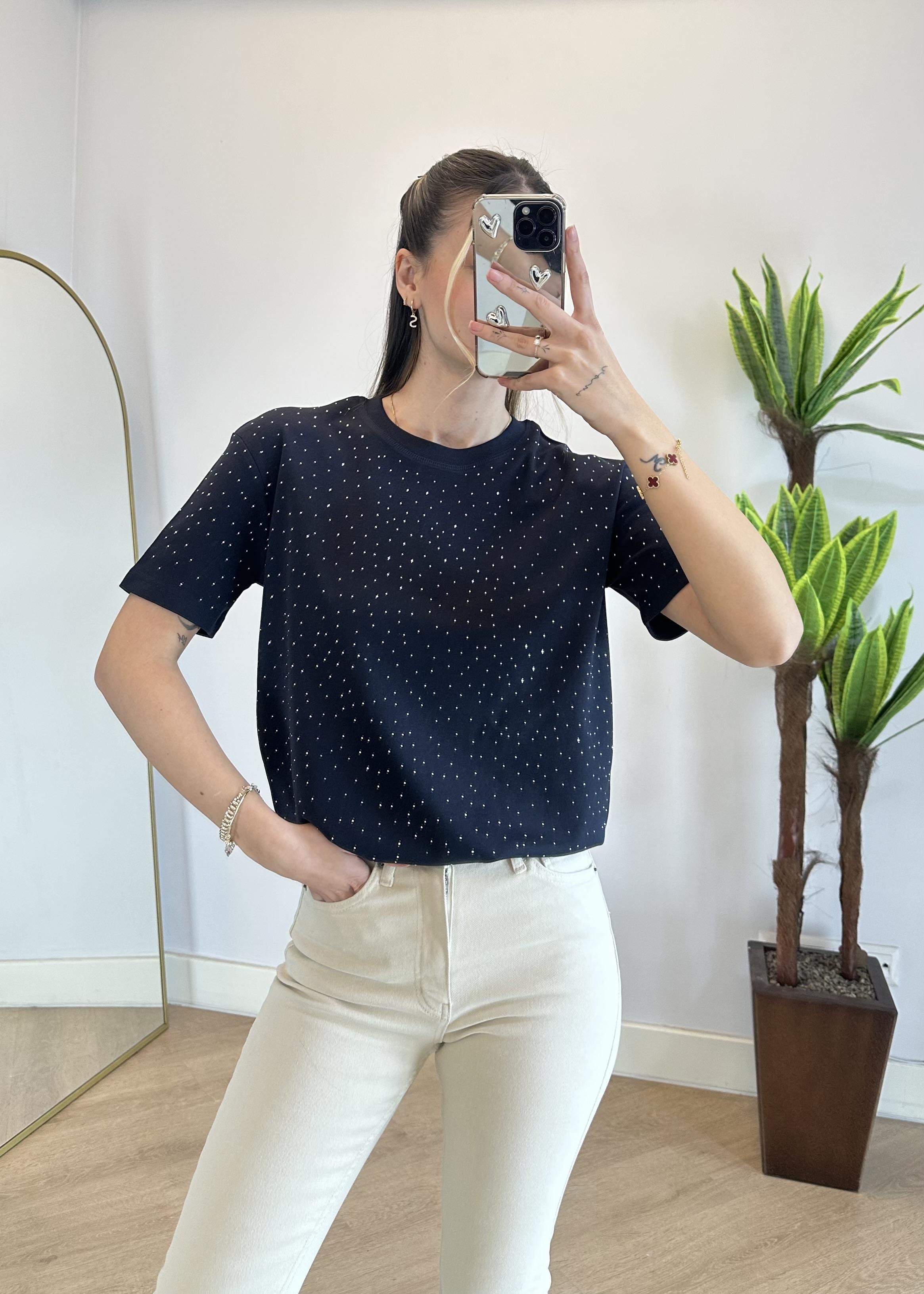 Pery Lacivert Taşlı Tshirt