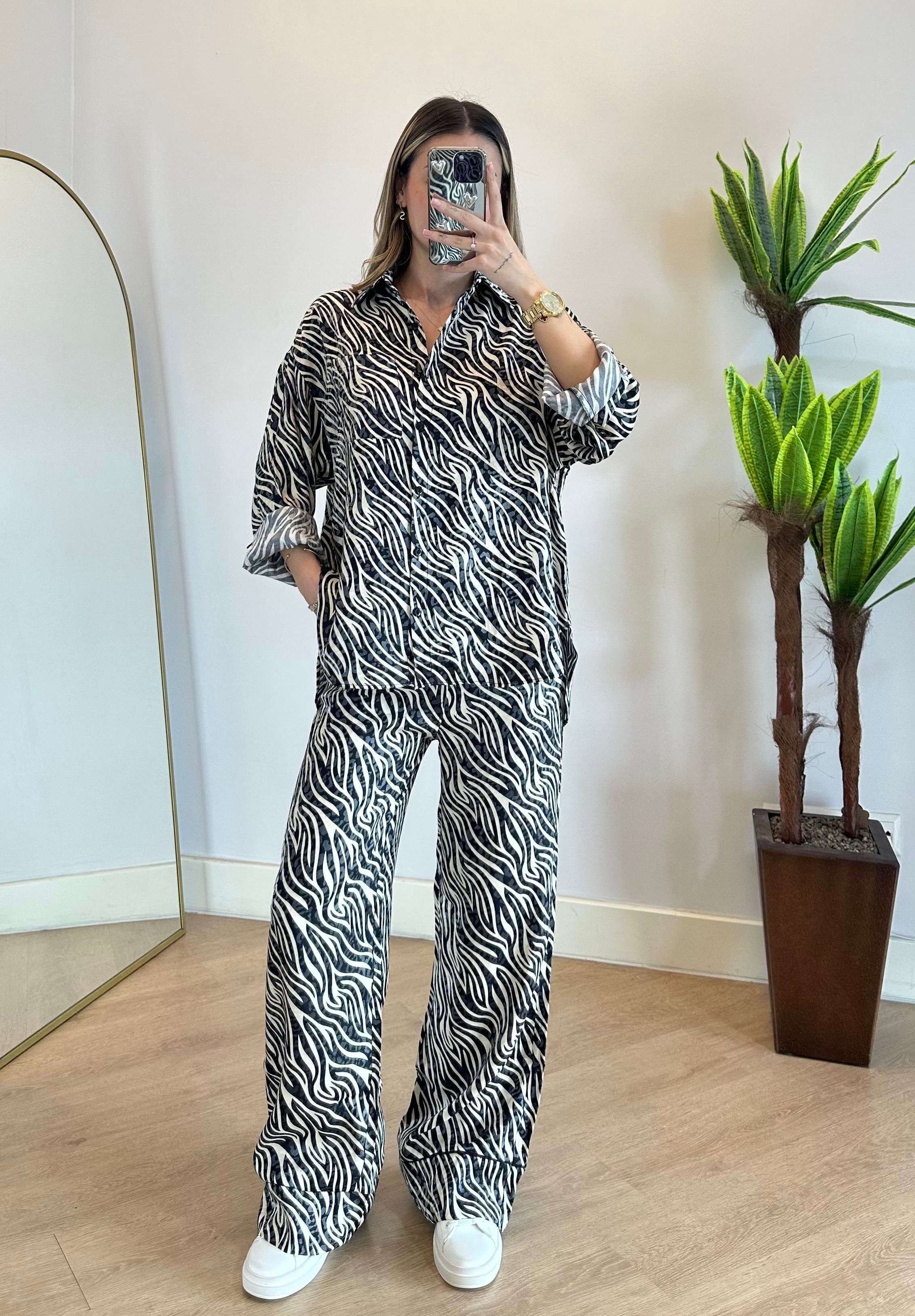 Saşa Zebra Desen Gömlek Takım