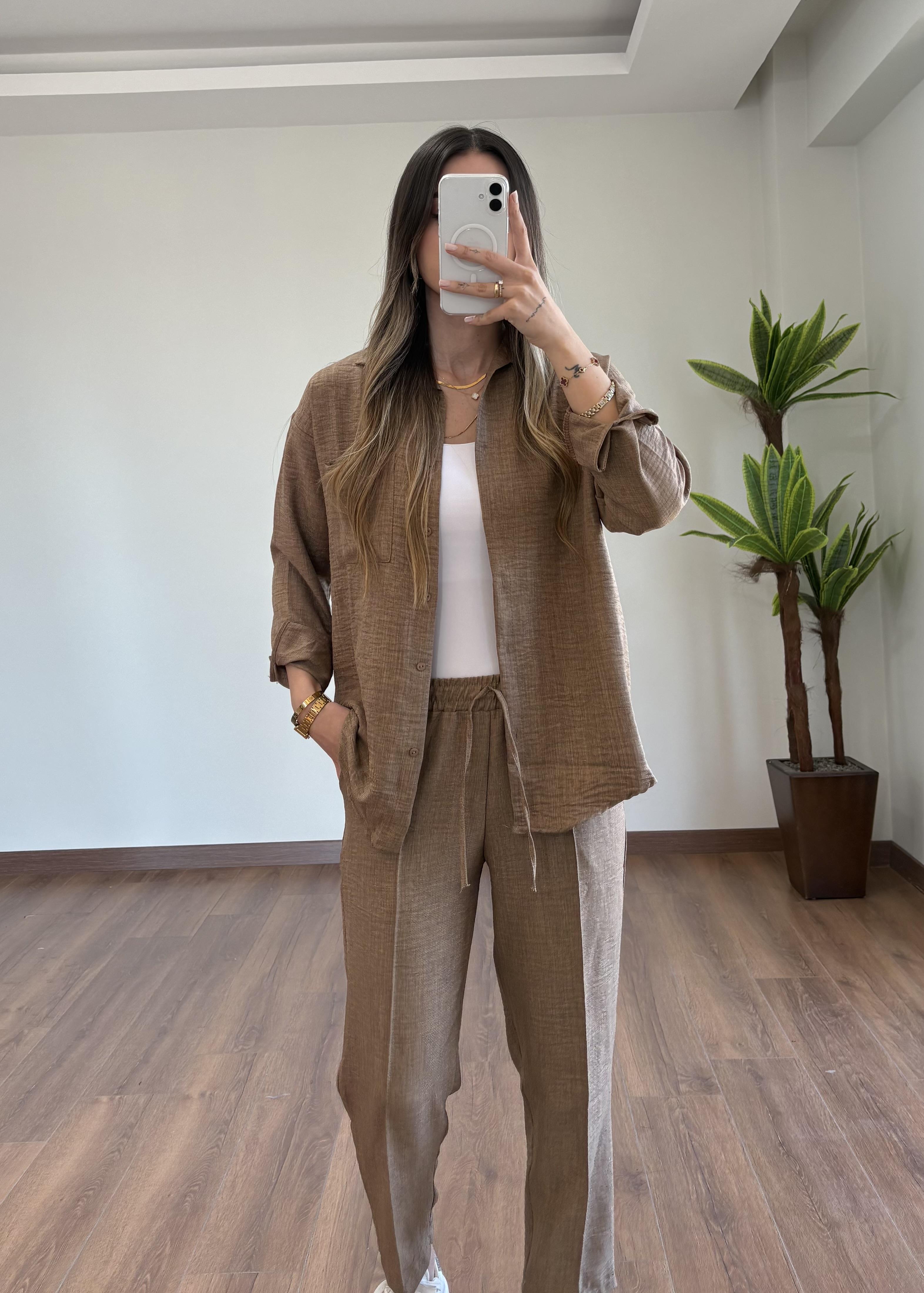 Sofya Keten Kahve Takım