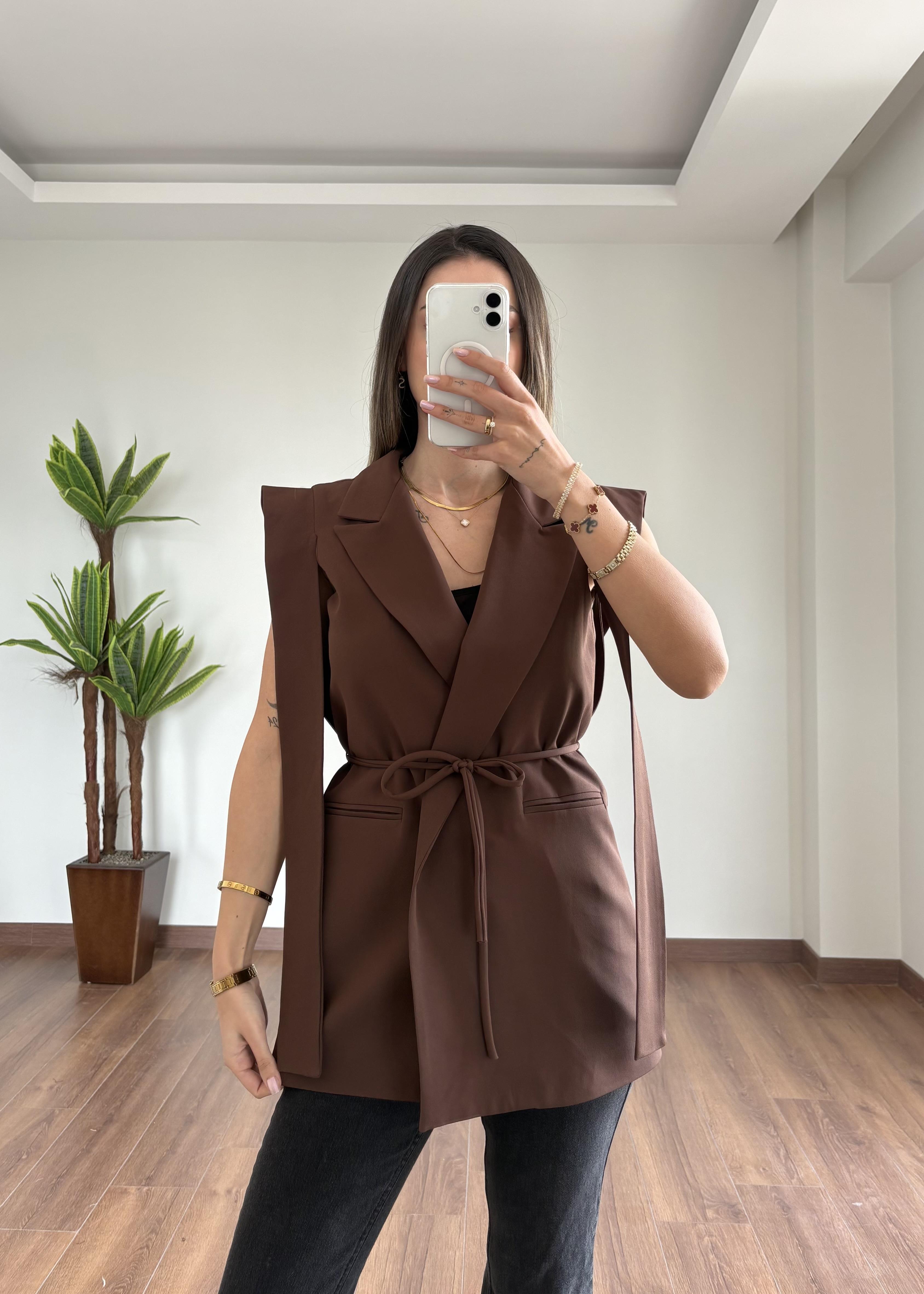 Tasarım Kahverengi Yelek