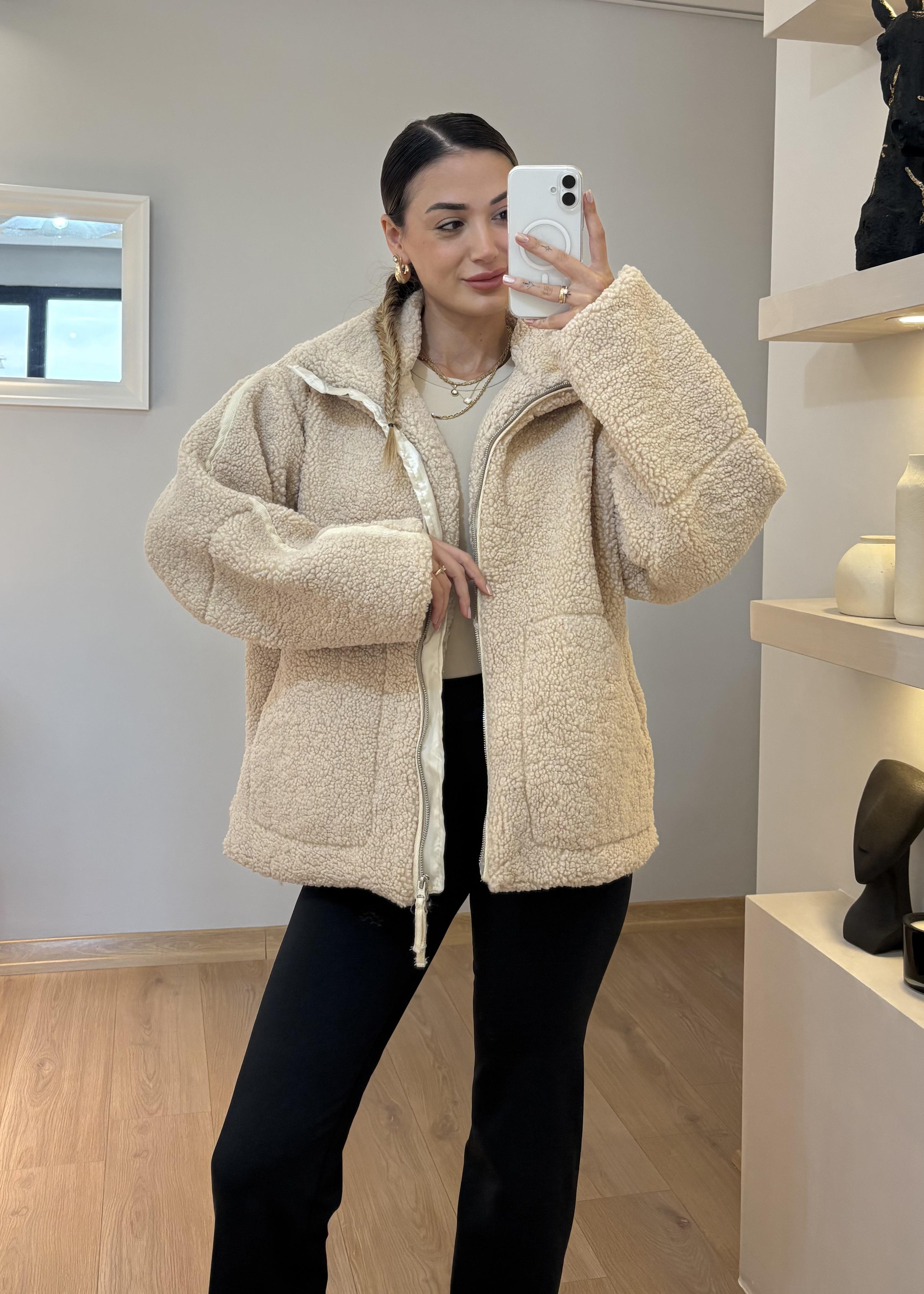 Teddy Krem Peluş Mont