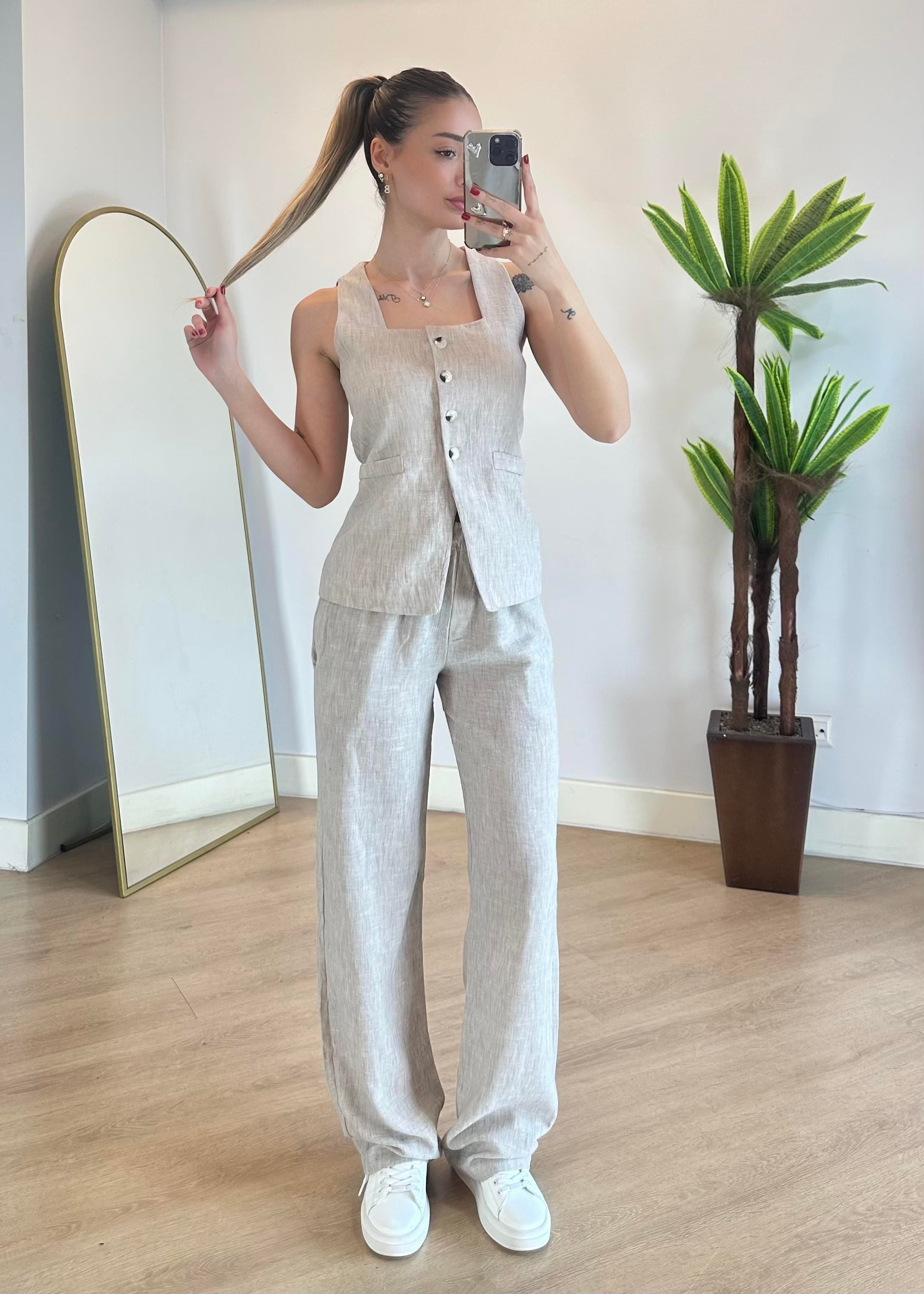 Vendy Gri Yelek Takım