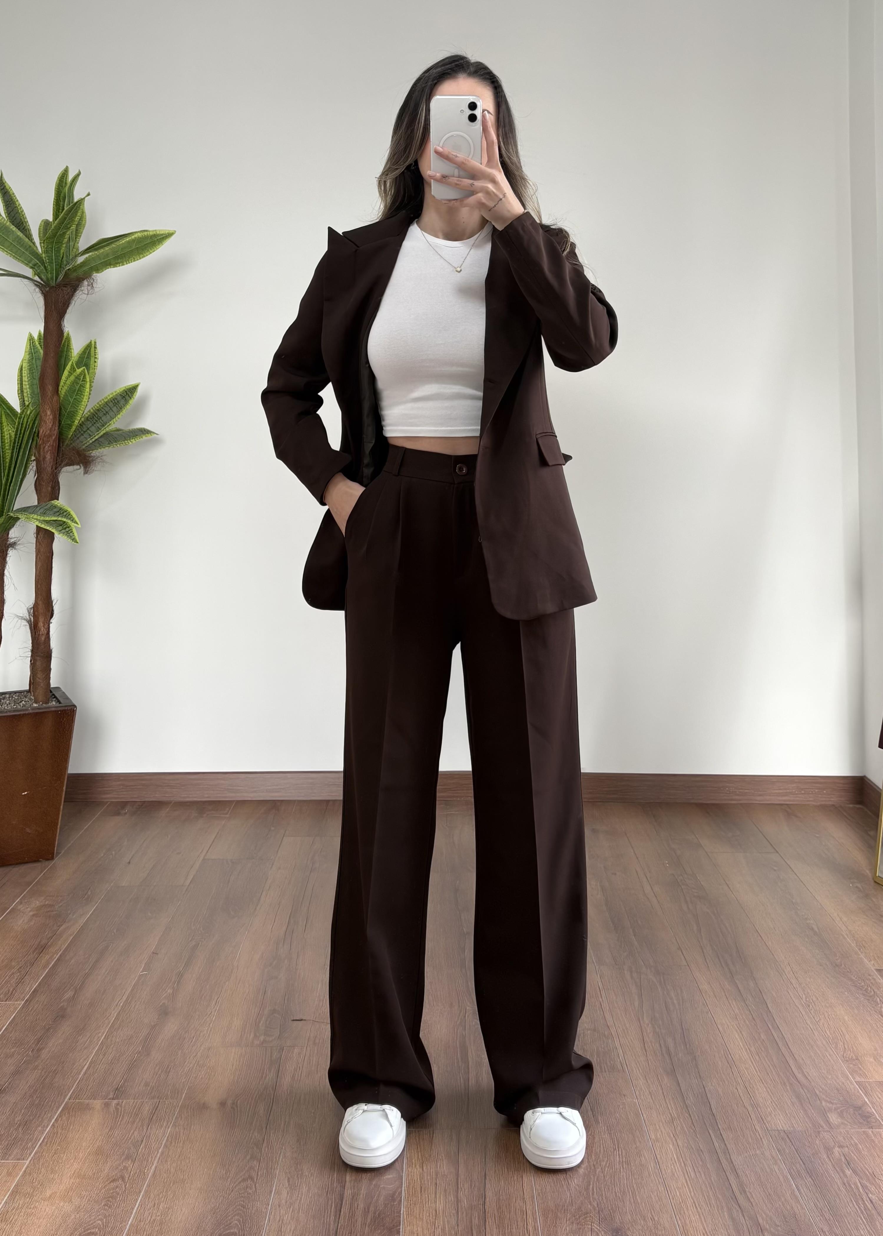 Wany Kahverengi Blazer Takım