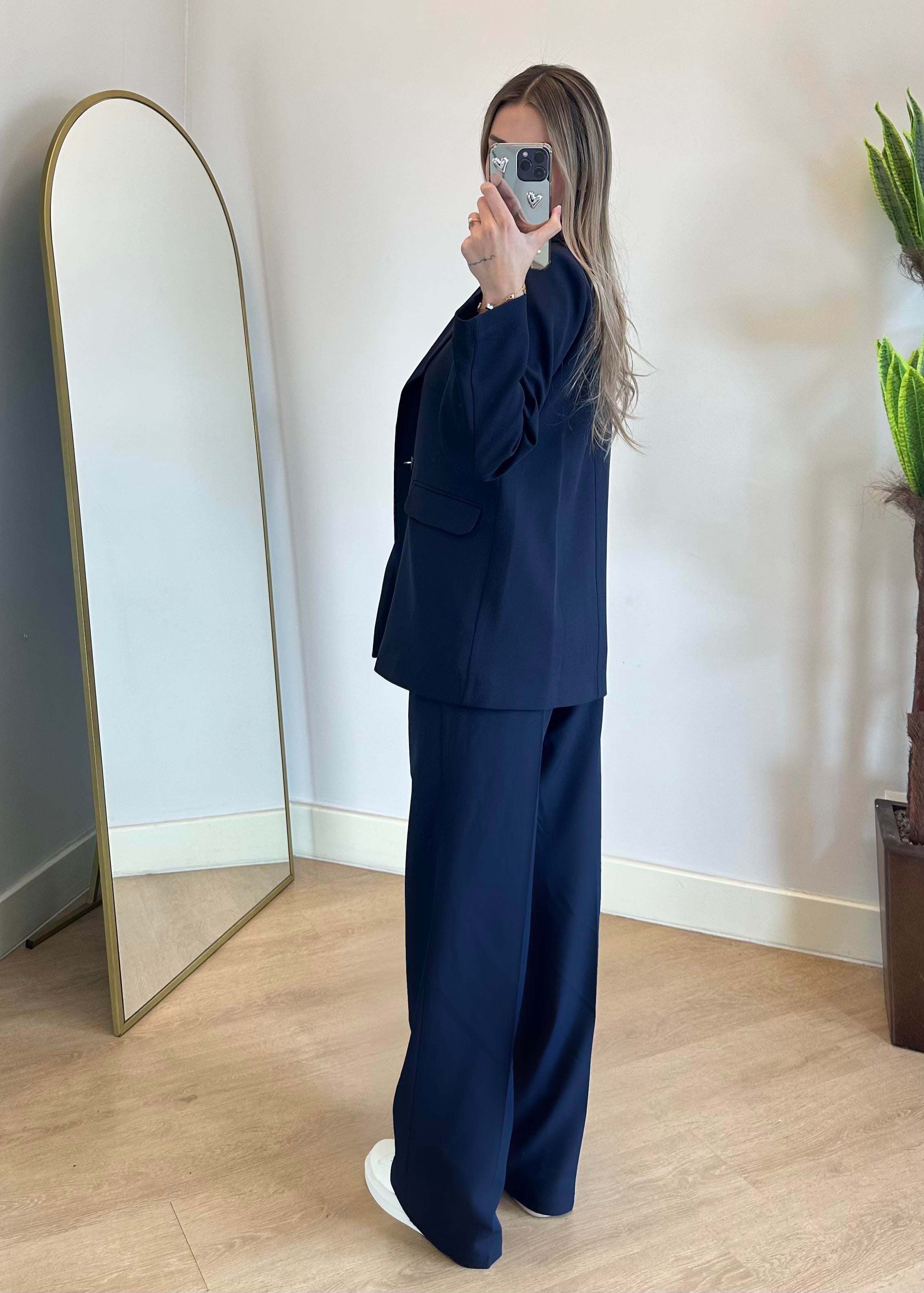 Wany Lacivert Oversize Blazer Ceket Takım