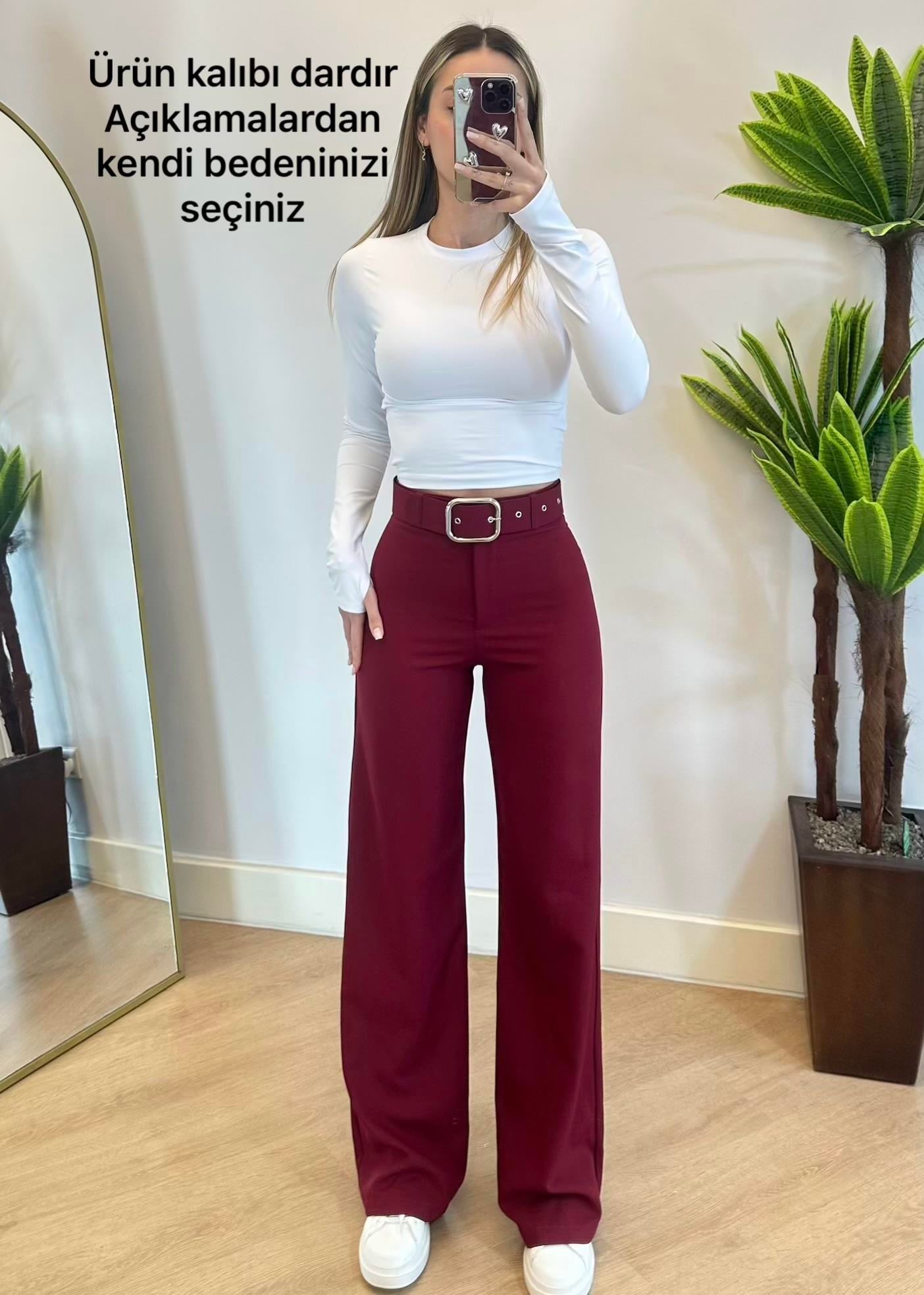 West Bordo Kemerli Pantolon