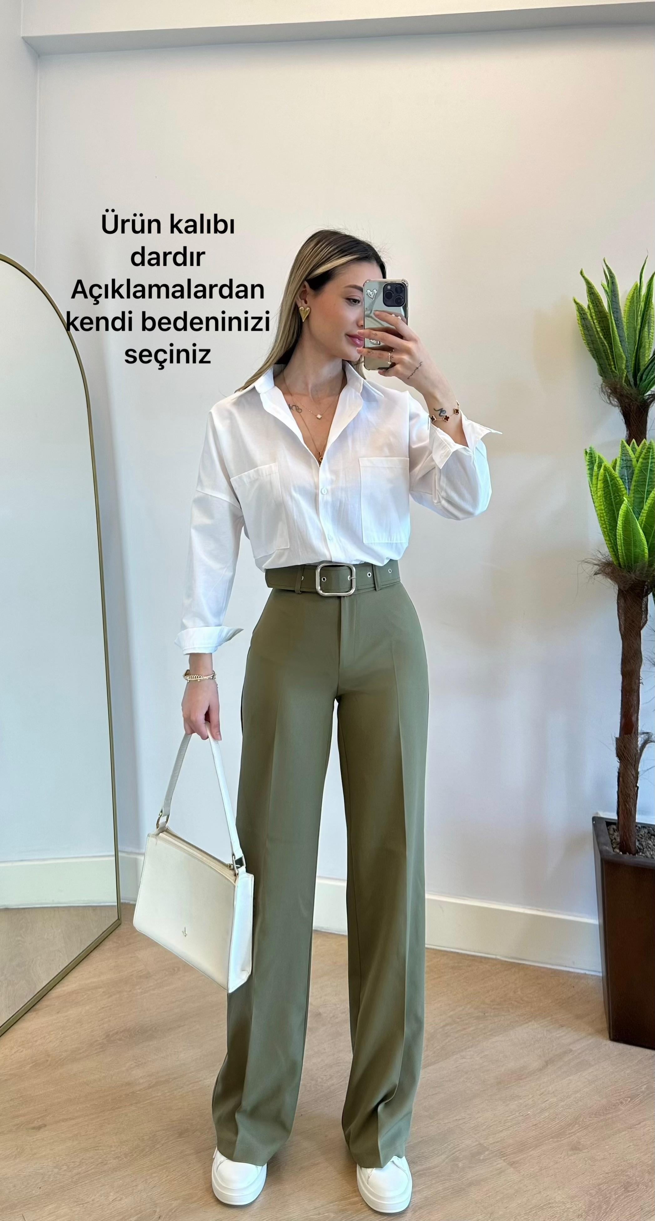 West Haki Kemerli Pantolon