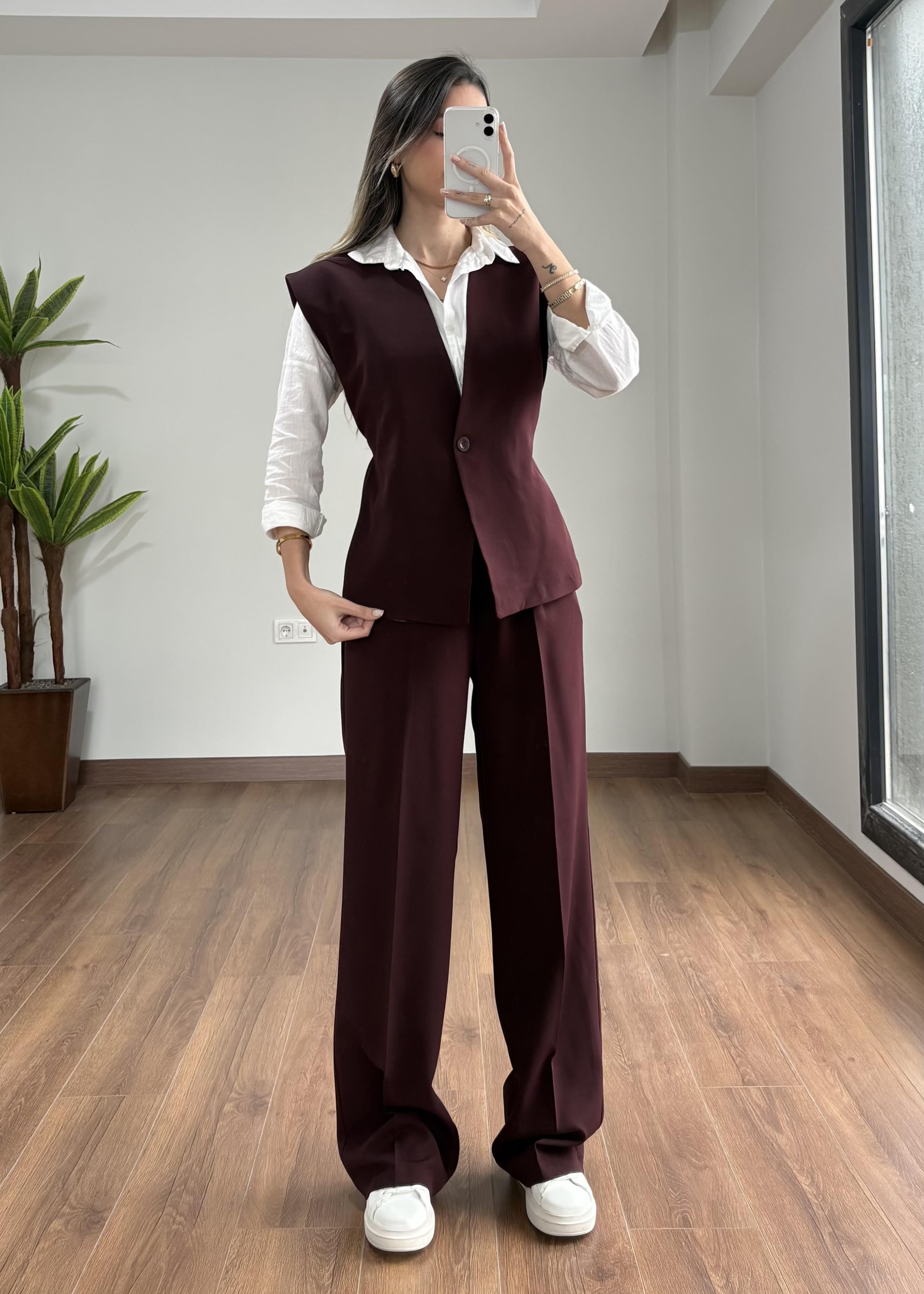 Winda Mürdüm Yelek Takım